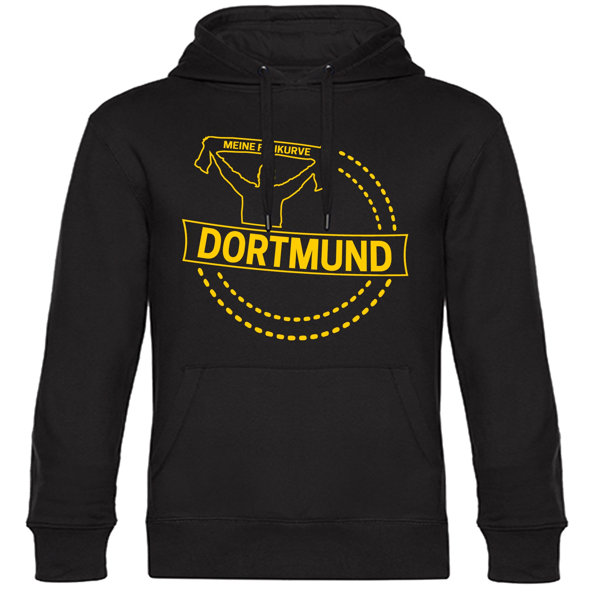 multifanshop Kapuzen Sweatshirt - Dortmund - Meine Fankurve - Druck gelb - Hoodie - Bild 1
