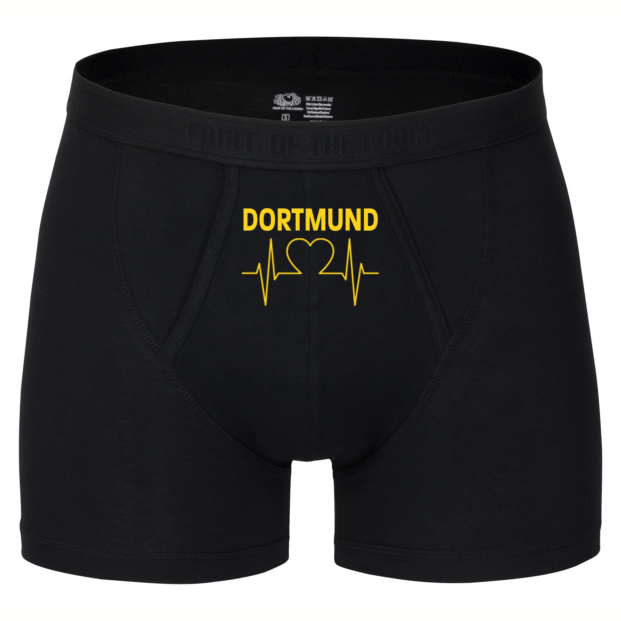 multifanshop Herren Boxer Short - Dortmund - Herzschlag - Druck gelb - Unterw&auml;sche - Bild 1
