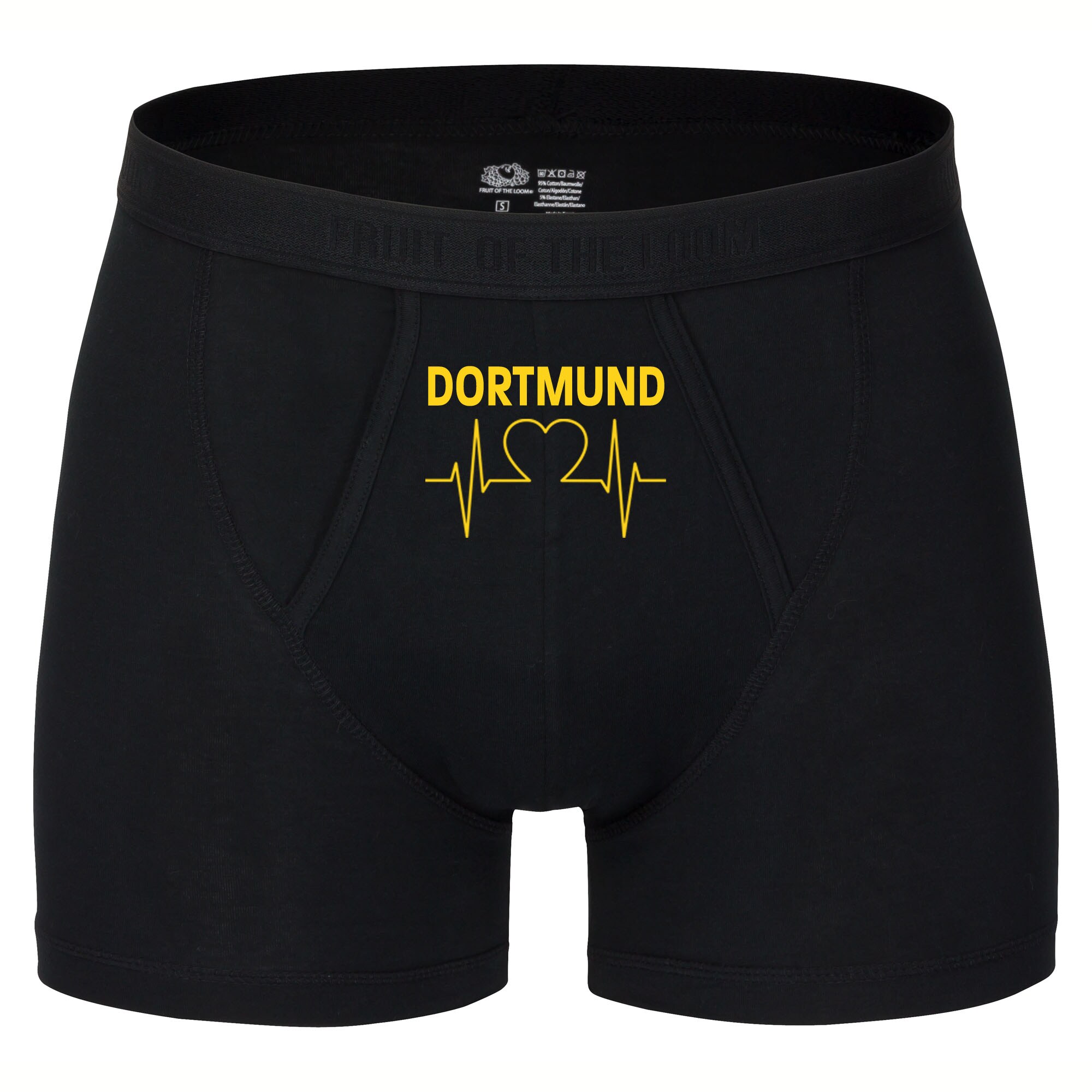 multifanshop Herren Boxer Short - Dortmund - Herzschlag - Druck gelb - Unterw&auml;sche - Bild 1