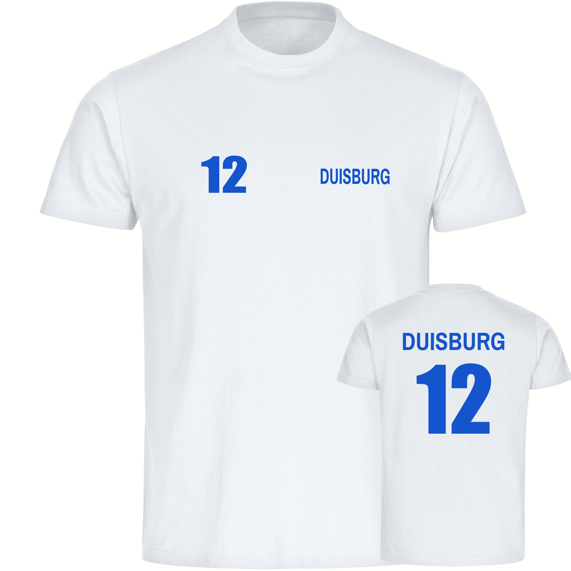 multifanshop Herren T-Shirt - Duisburg - Trikot Nummer 12 - Druck blau - M&auml;nner - Bild 1