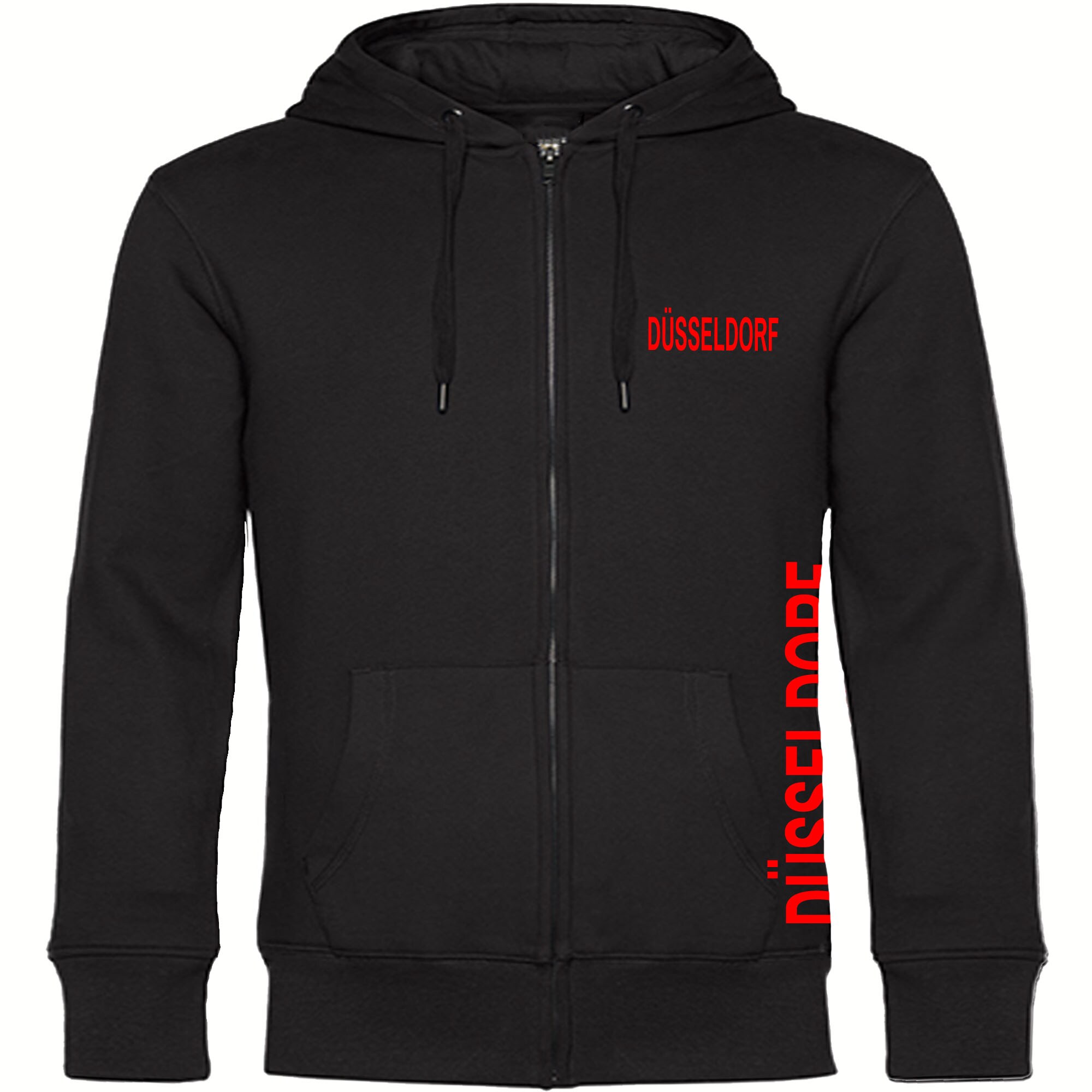 multifanshop Kapuzen Sweatshirt Jacke - D&uuml;sseldorf - Brust & Seite - Druck rot - Sweat - Bild 1