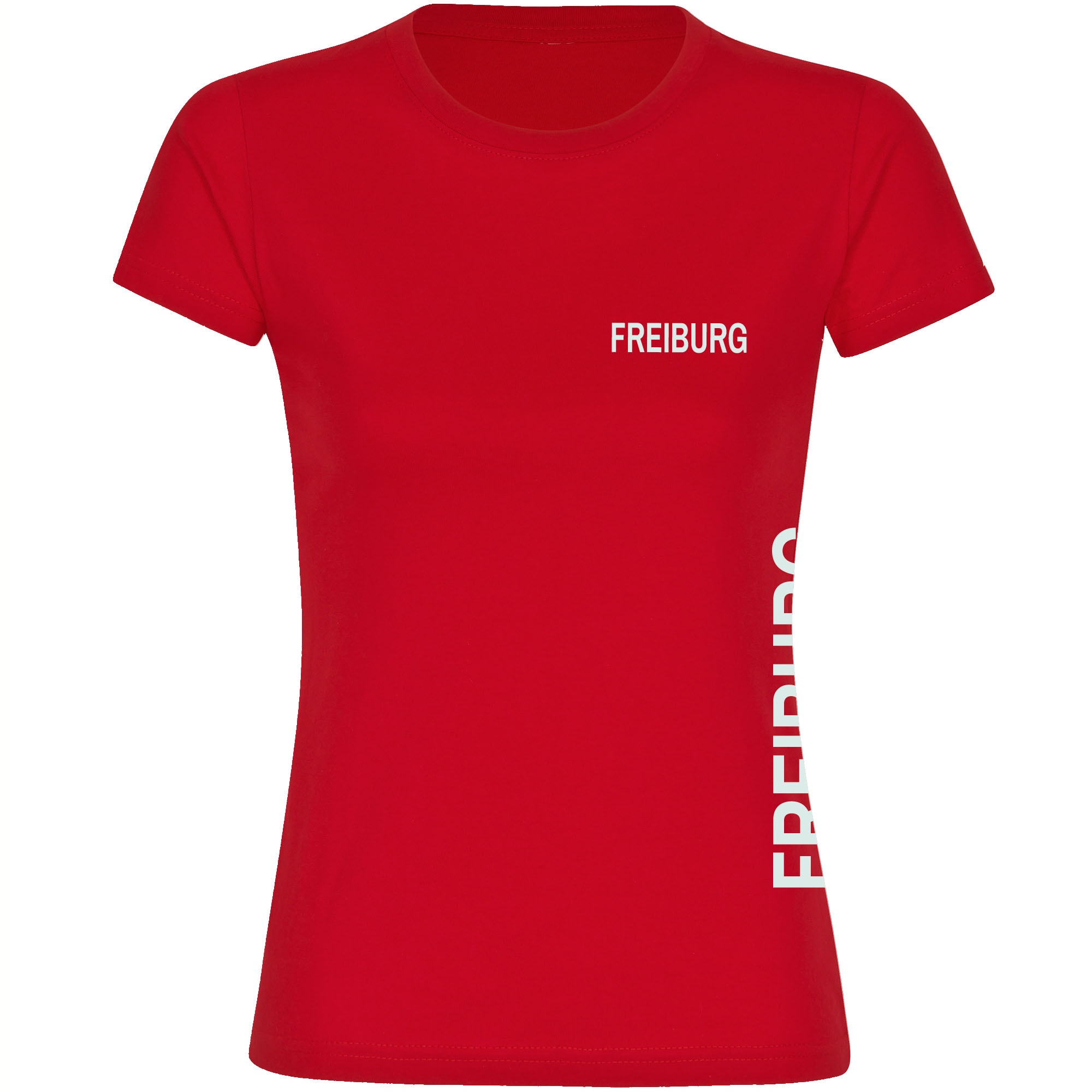 multifanshop Damen T-Shirt - Freiburg - Brust & Seite - Druck wei&szlig; - Frauen - Bild 1