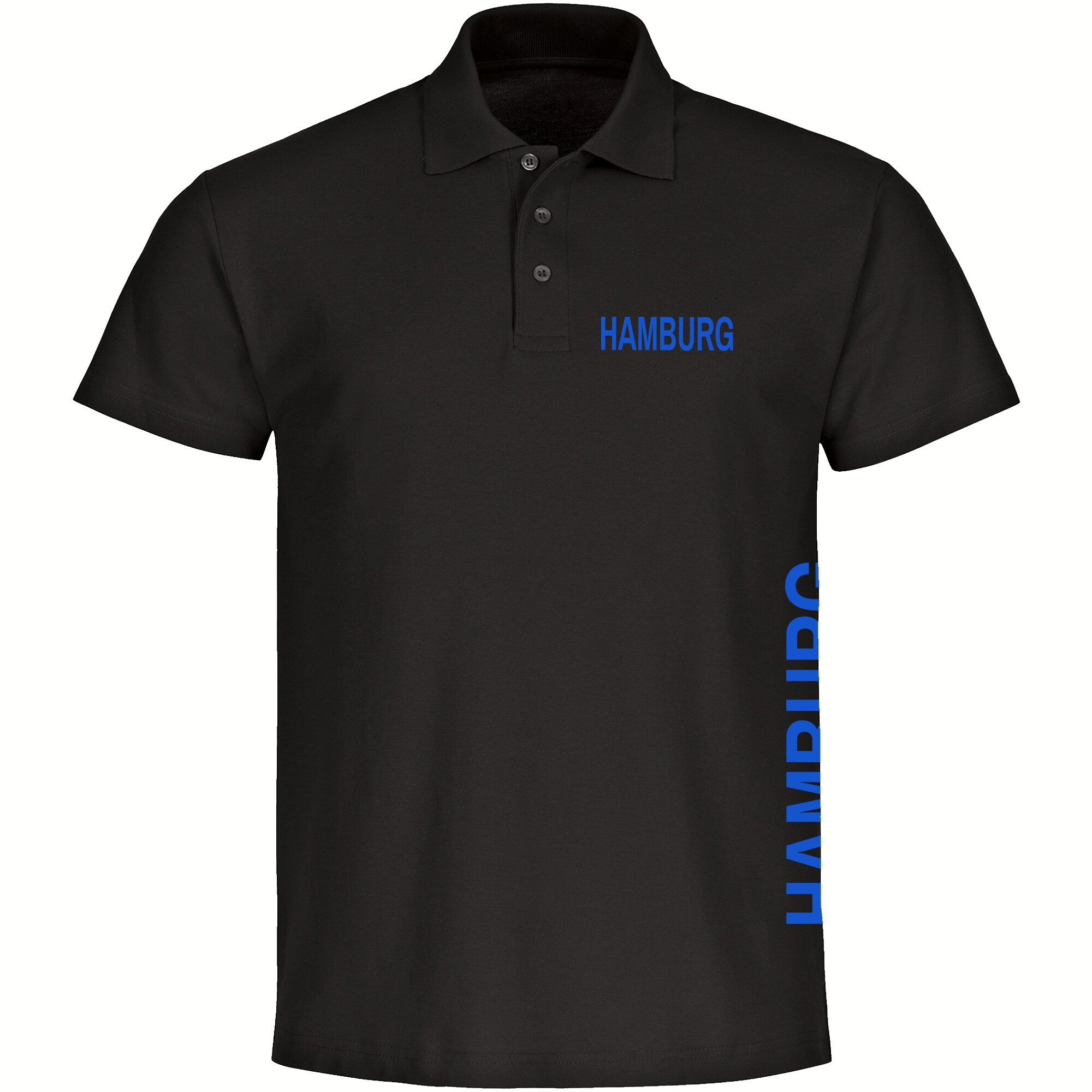 multifanshop Poloshirt - Hamburg - Brust & Seite - Druck blau - Polo 