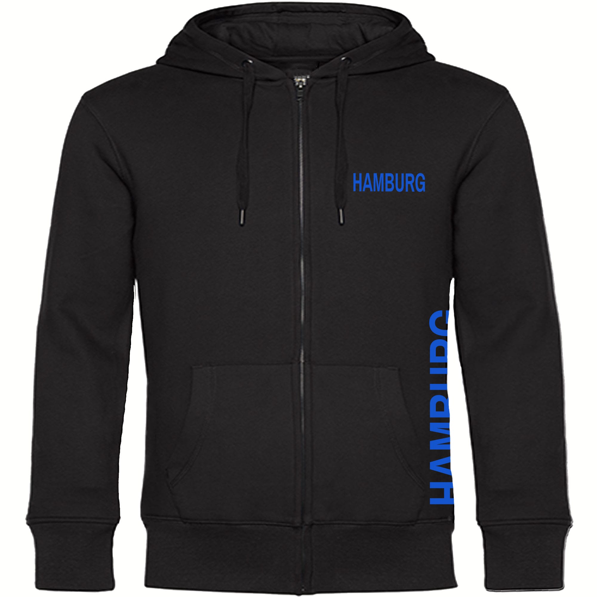 multifanshop Kapuzen Sweatshirt Jacke - Hamburg - Brust & Seite - Druck blau - Sweat - Bild 1