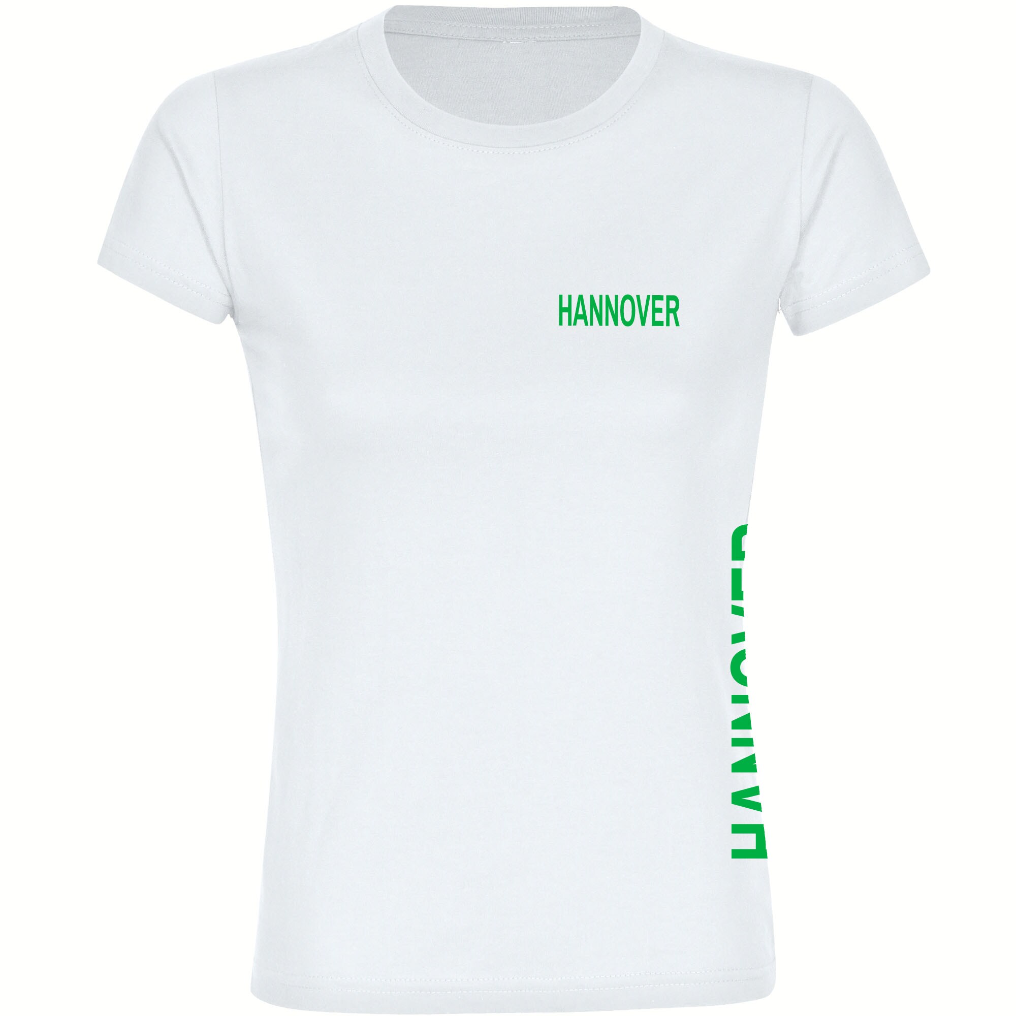 multifanshop Damen T-Shirt - Hannover - Brust & Seite - Druck gr&uuml;n - Frauen - Bild 1