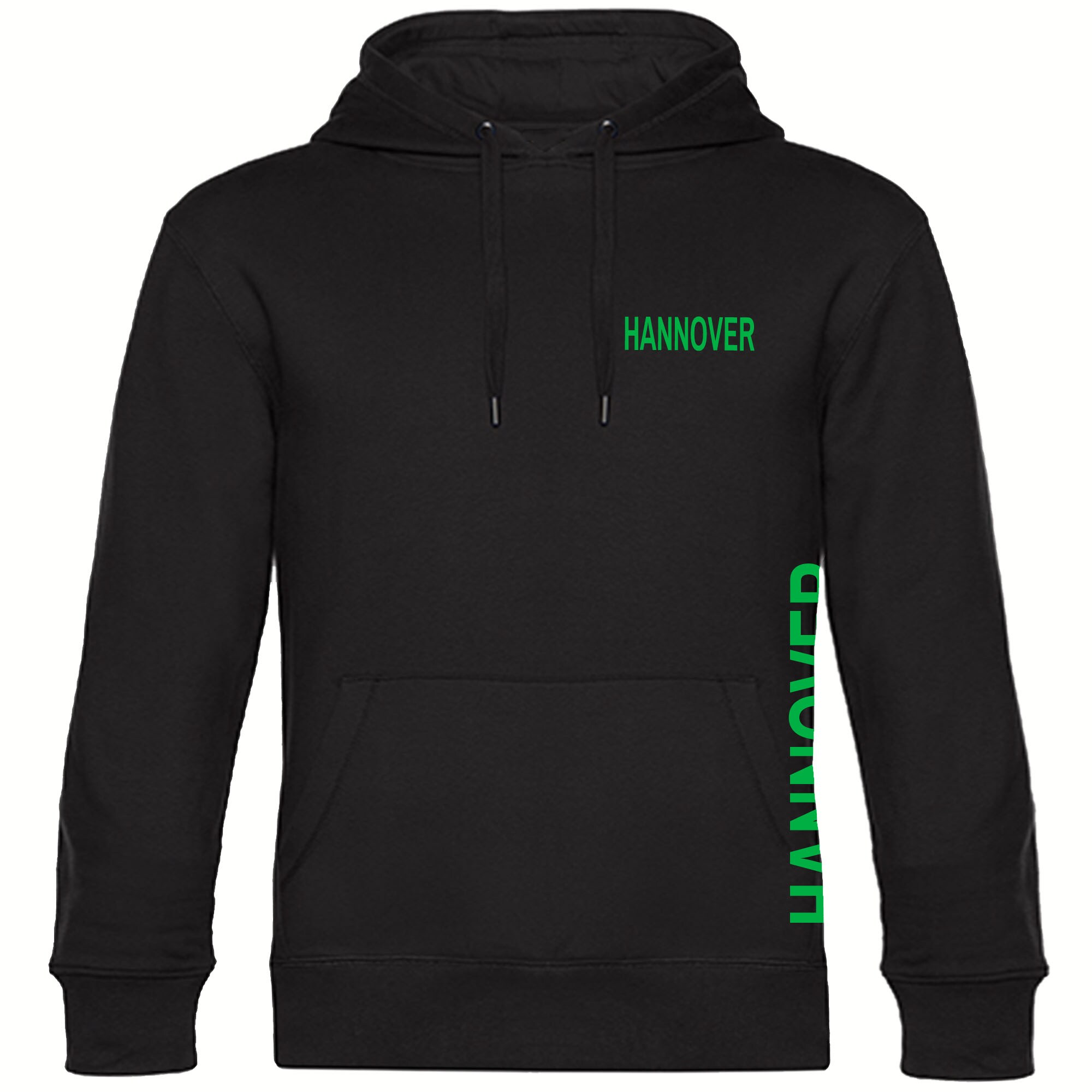 multifanshop Kapuzen Sweatshirt - Hannover - Brust & Seite - Druck gr&uuml;n - Hoodie - Bild 1