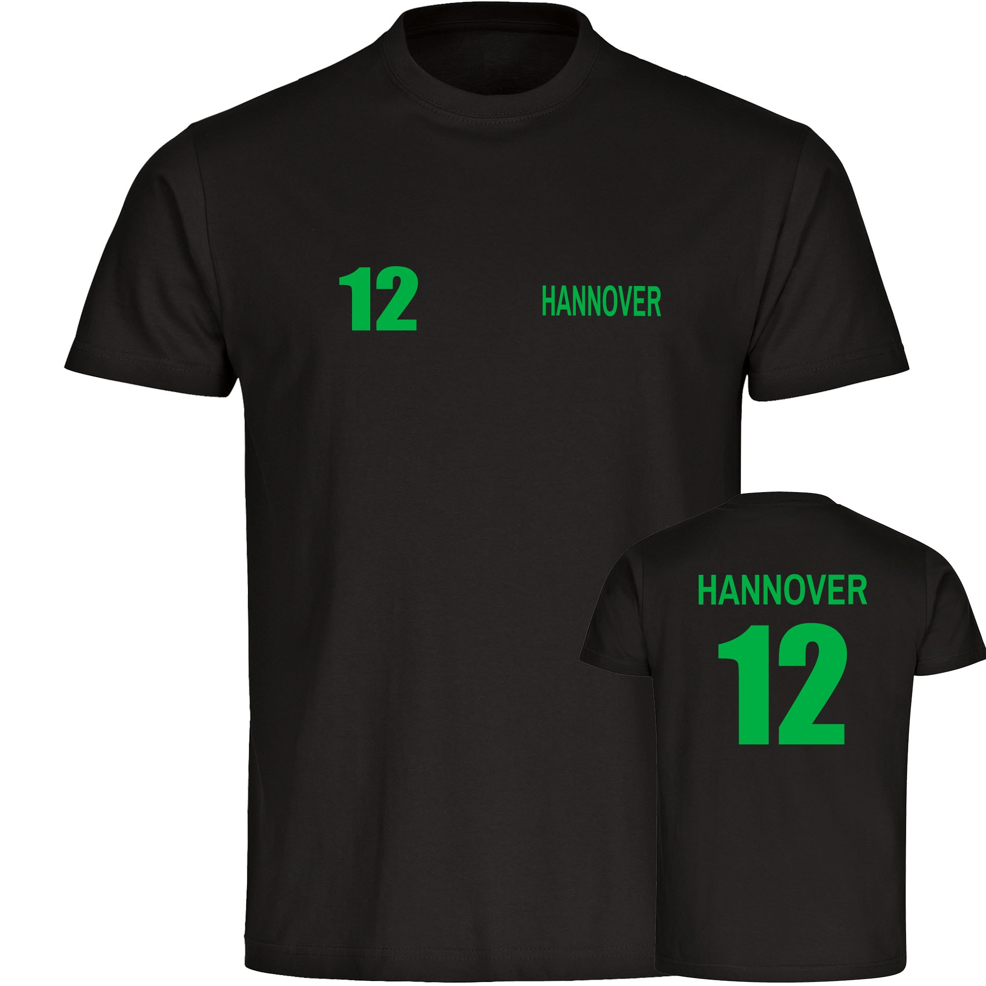 multifanshop Herren T-Shirt - Hannover - Trikot Nummer 12 - Druck gr&uuml;n - M&auml;nner - Bild 1