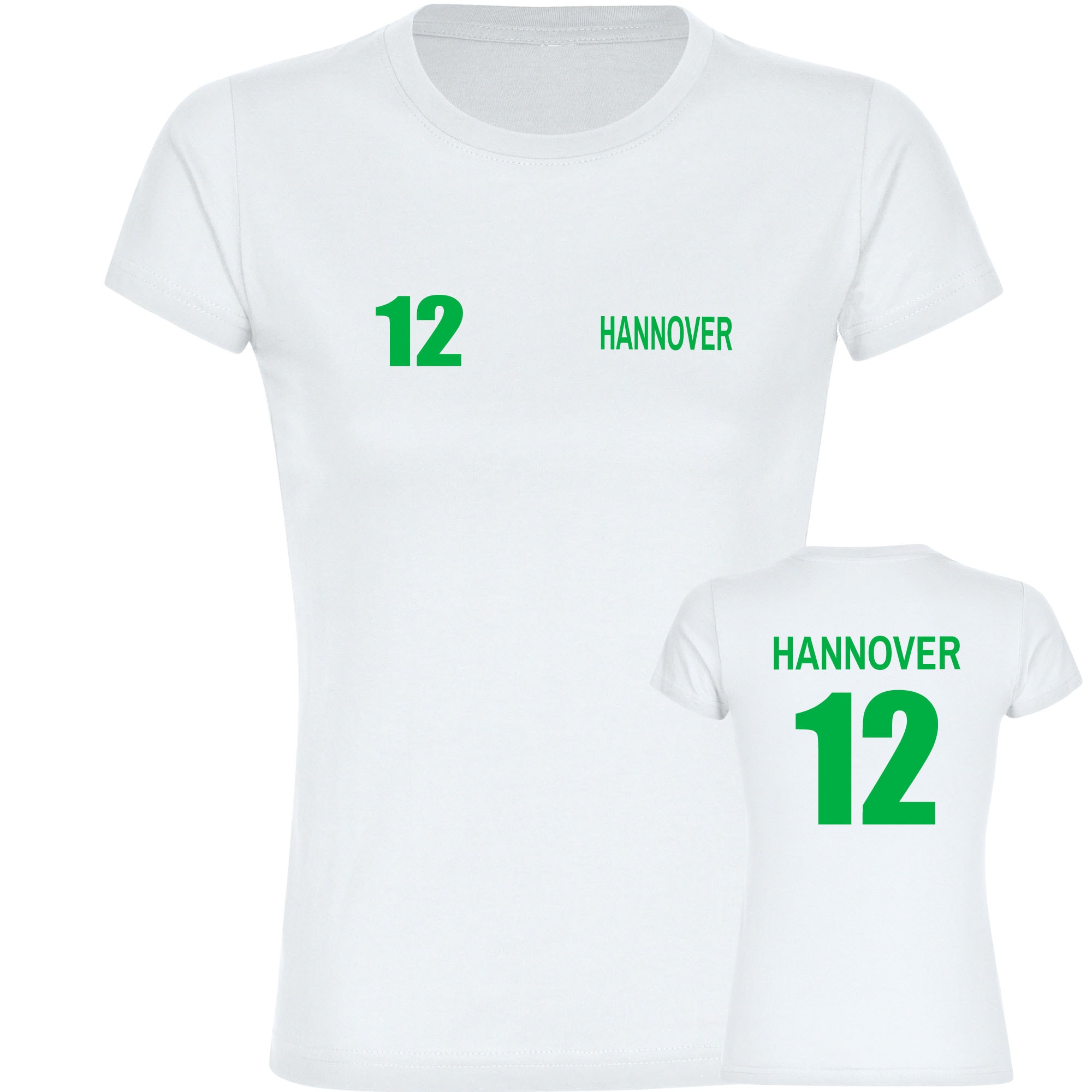 multifanshop Damen T-Shirt - Hannover - Trikot Nummer 12 - Druck gr&uuml;n - Frauen - Bild 1