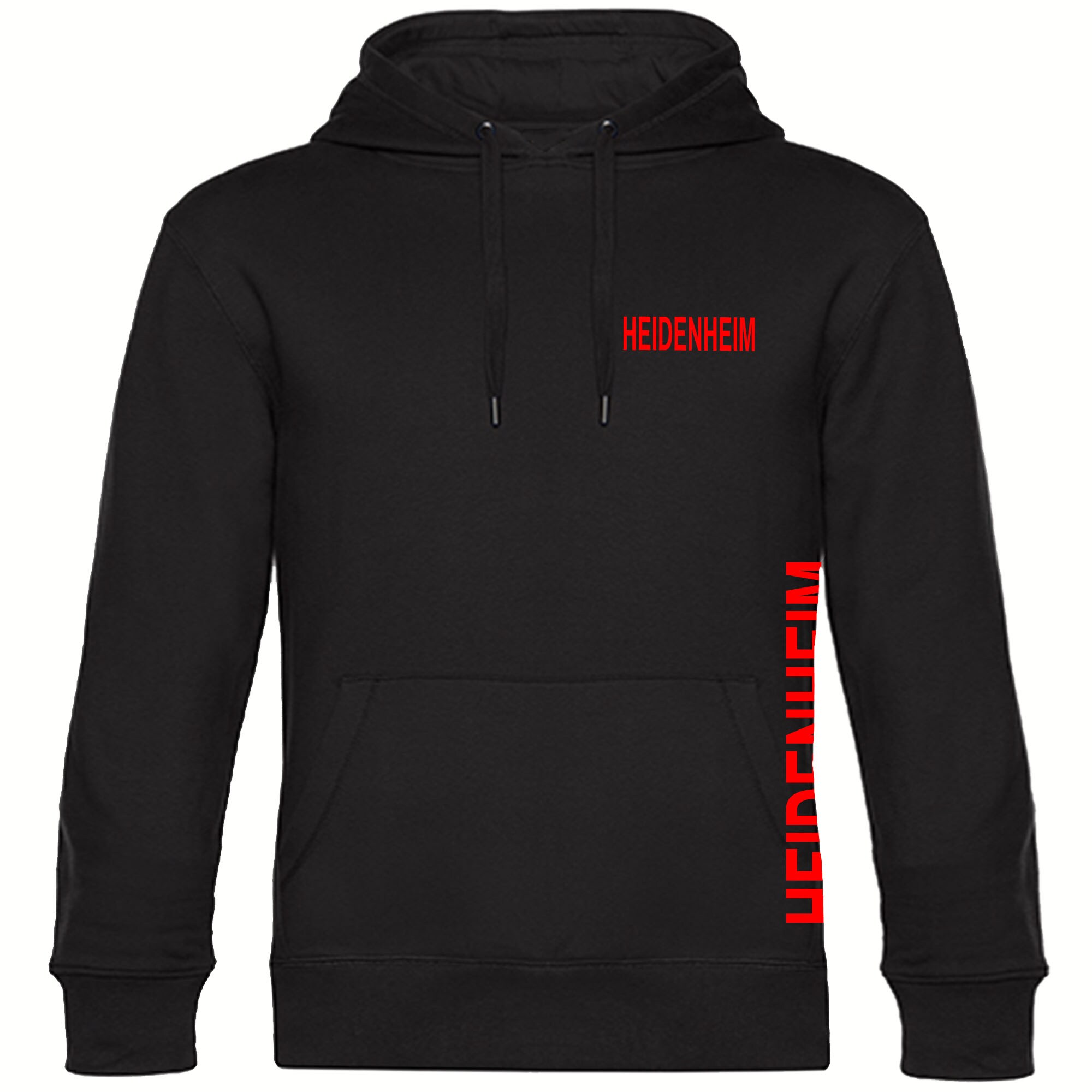 multifanshop Kapuzen Sweatshirt - Heidenheim - Brust & Seite - Druck rot - Hoodie - Bild 1