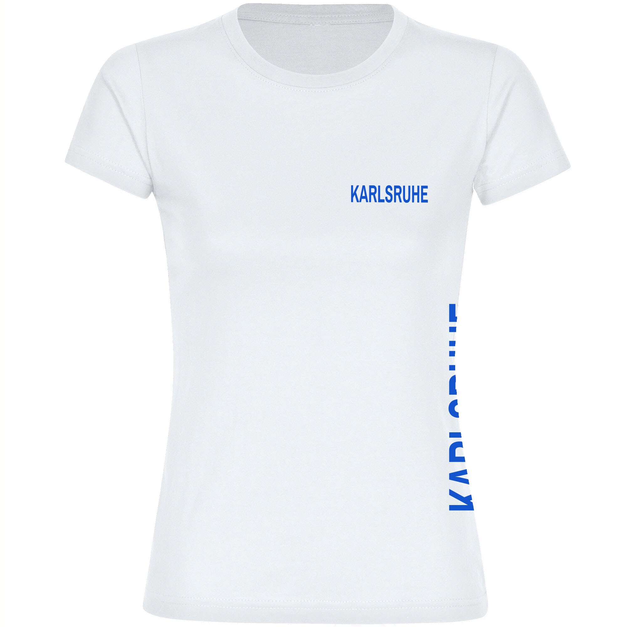 multifanshop Damen T-Shirt - Karlsruhe - Brust & Seite - Druck blau - Frauen - Bild 1