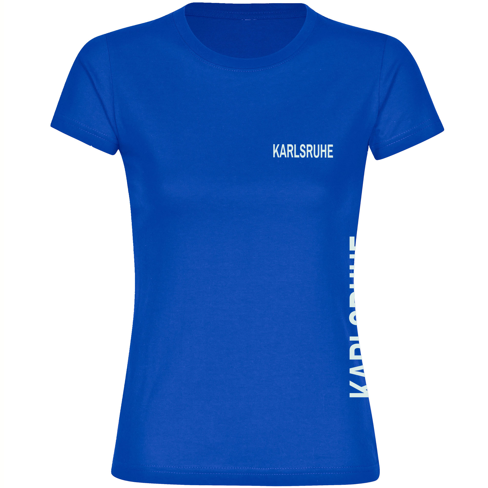 multifanshop Damen T-Shirt - Karlsruhe - Brust & Seite - Druck wei&szlig; - Frauen - Bild 1