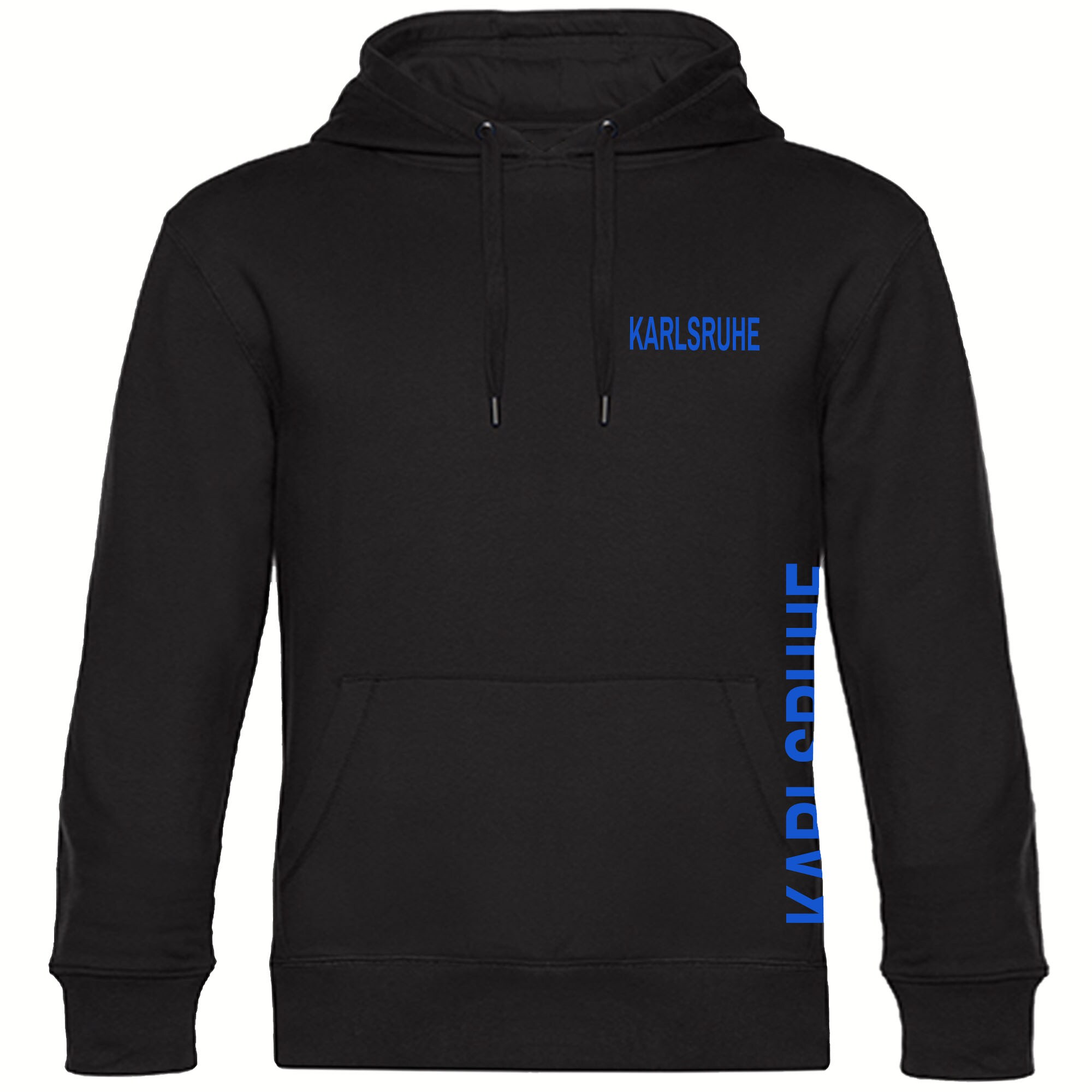 multifanshop Kapuzen Sweatshirt - Karlsruhe - Brust & Seite - Druck blau - Hoodie - Bild 1