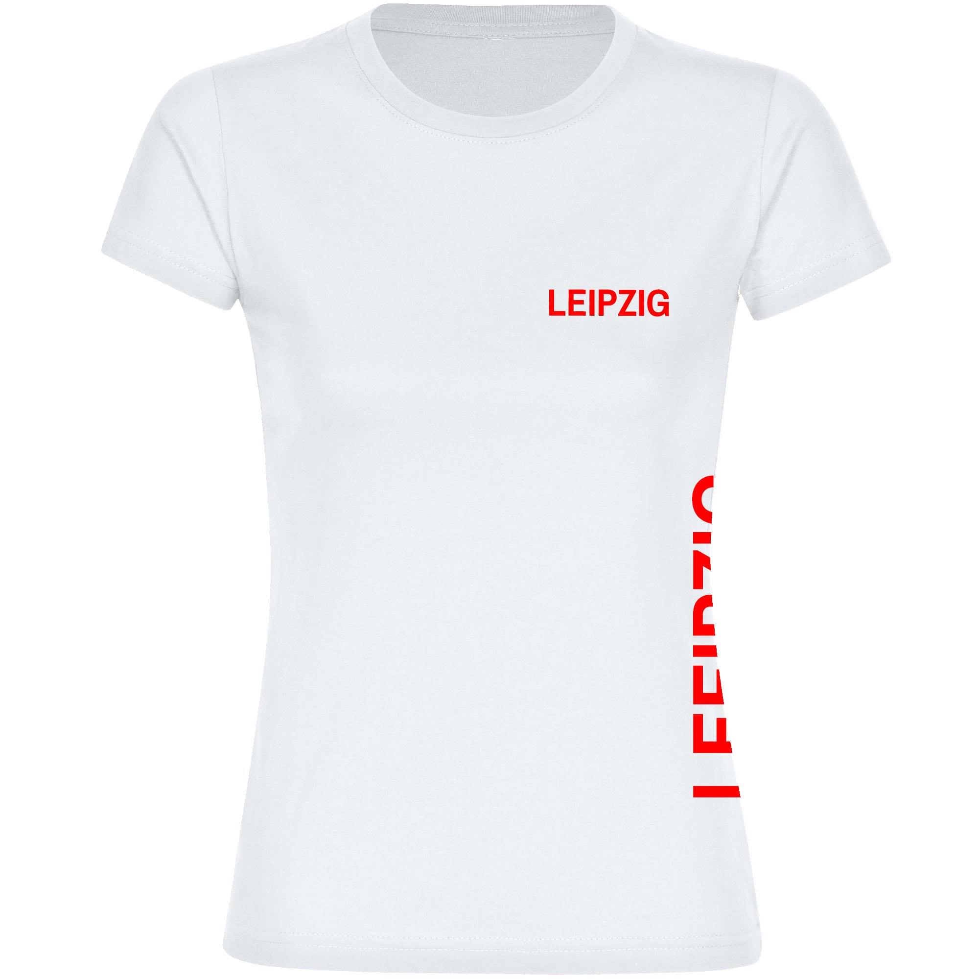 multifanshop Damen T-Shirt - Leipzig - Brust & Seite - Druck rot - Frauen - Bild 1