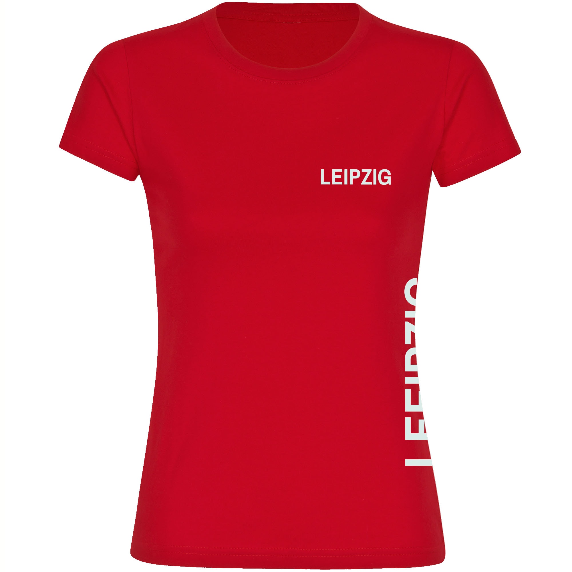 multifanshop Damen T-Shirt - Leipzig - Brust & Seite - Druck wei&szlig; - Frauen - Bild 1