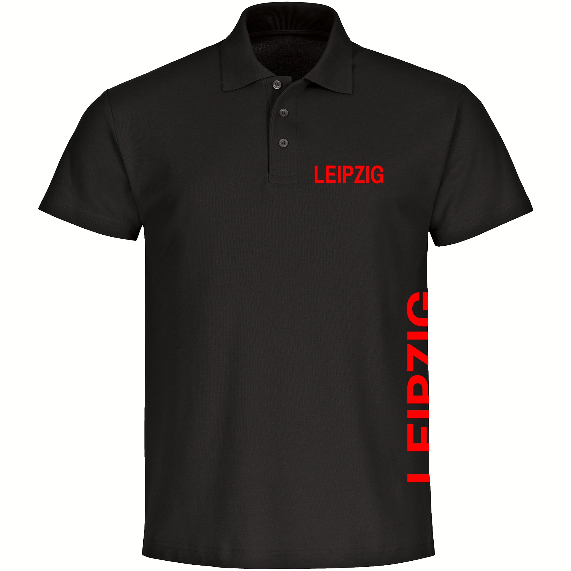 multifanshop Poloshirt - Leipzig - Brust & Seite - Druck rot - Polo - Bild 1