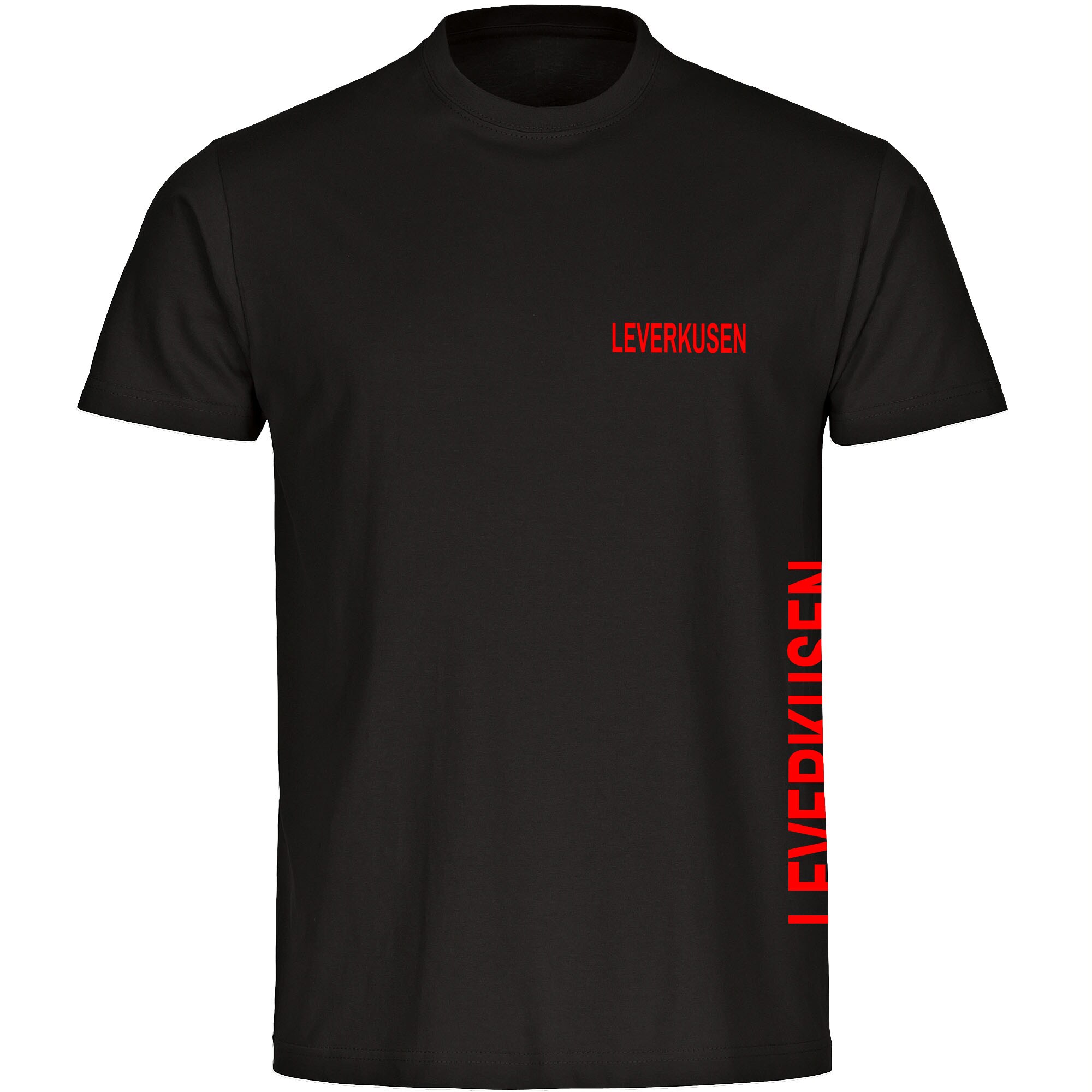 multifanshop Herren T-Shirt - Leverkusen - Brust & Seite - Druck rot - M&auml;nner 