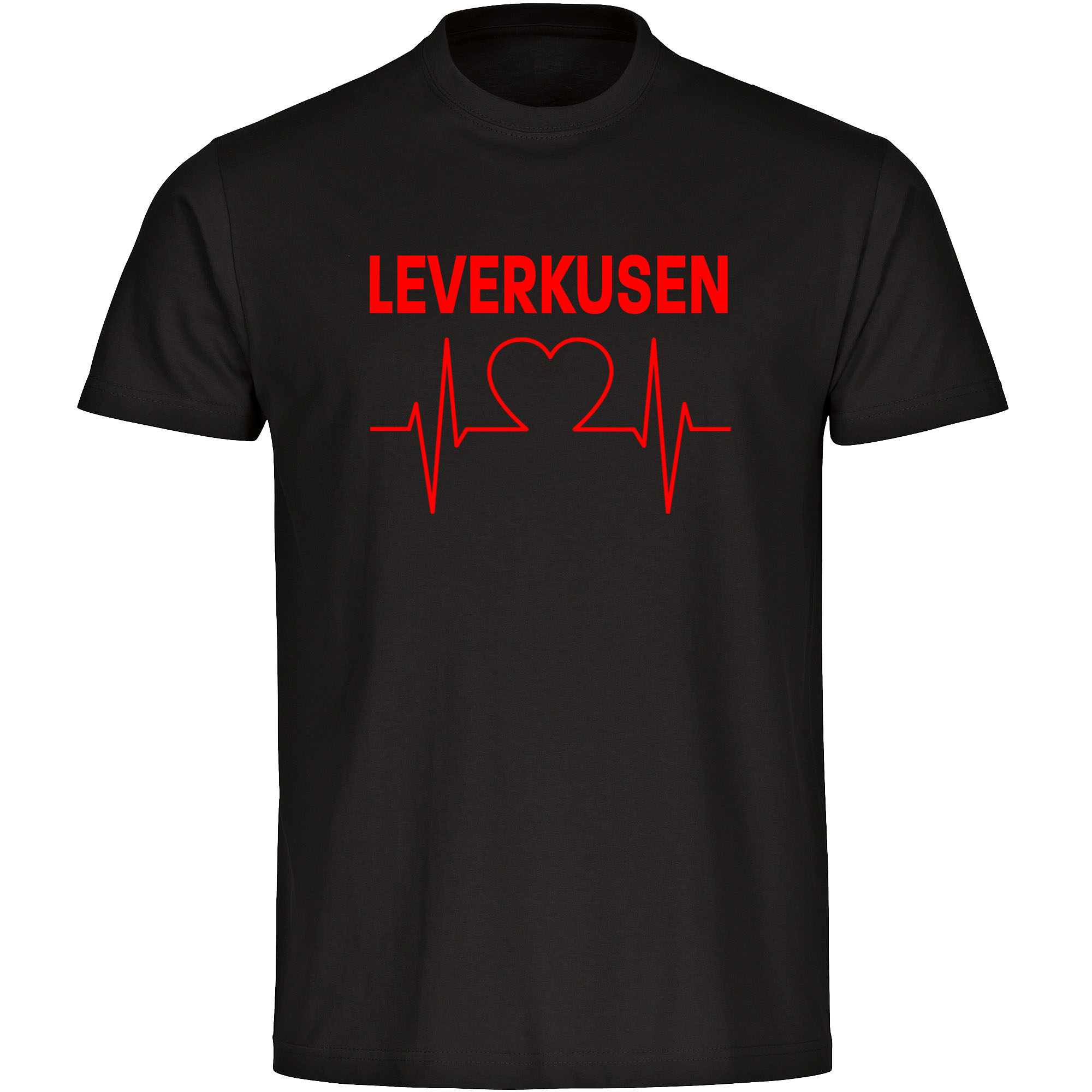 multifanshop Herren T-Shirt - Leverkusen - Herzschlag - Druck rot - M&auml;nner - Bild 1