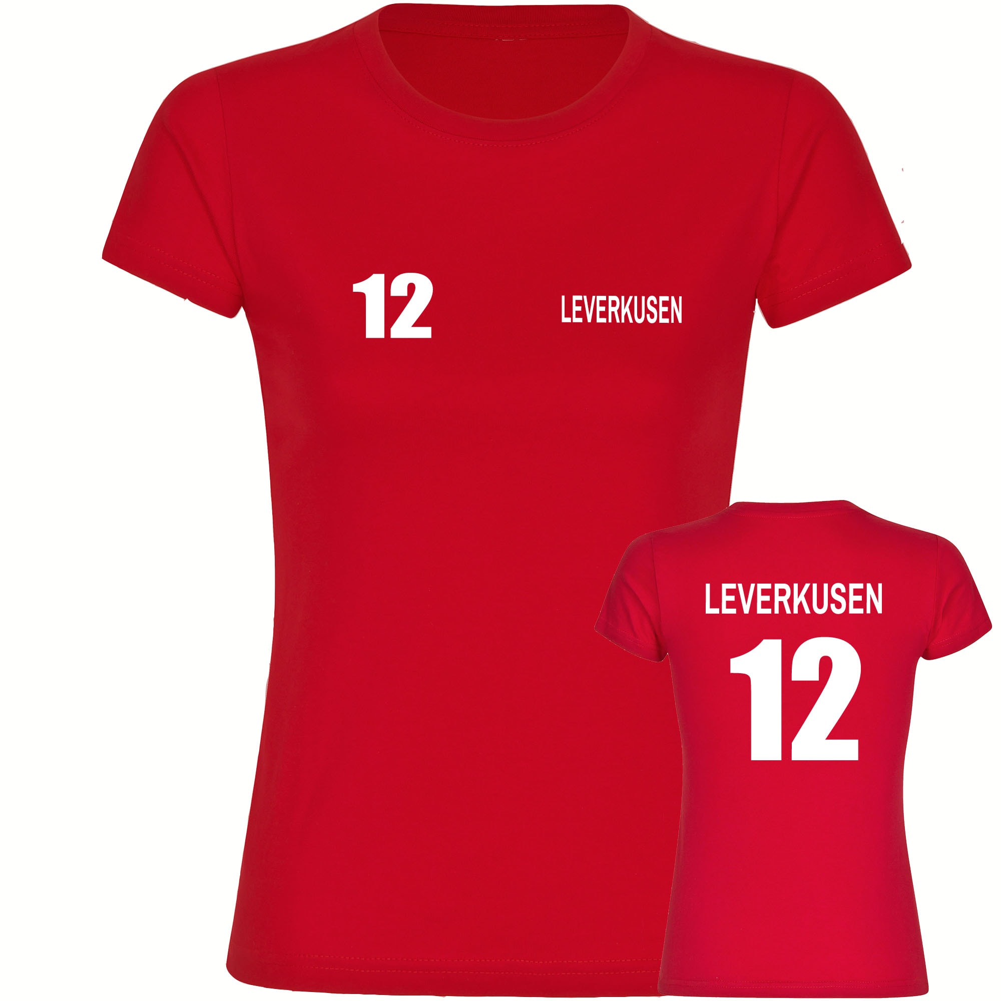 multifanshop Damen T-Shirt - Leverkusen - Trikot Nummer 12 - Druck wei&szlig; - Frauen - Bild 1