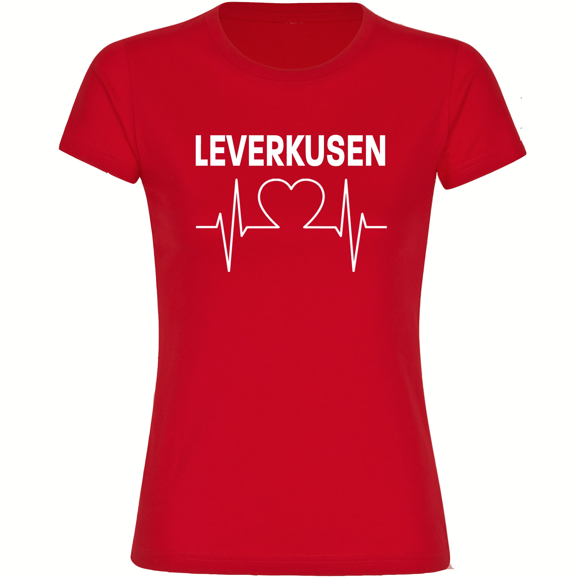 multifanshop Damen T-Shirt - Leverkusen - Herzschlag - Druck wei&szlig; - Frauen - Bild 1