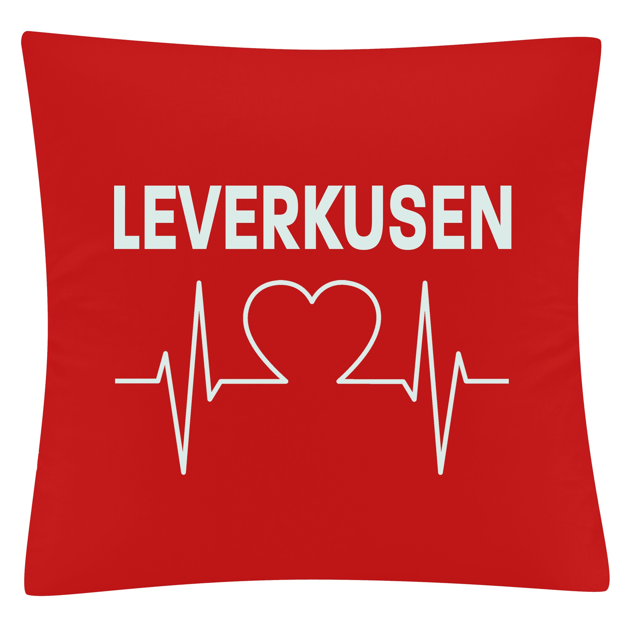 multifanshop Kissenbezug - Leverkusen - Herzschlag - Druck wei&szlig; - Kissen - Bild 1