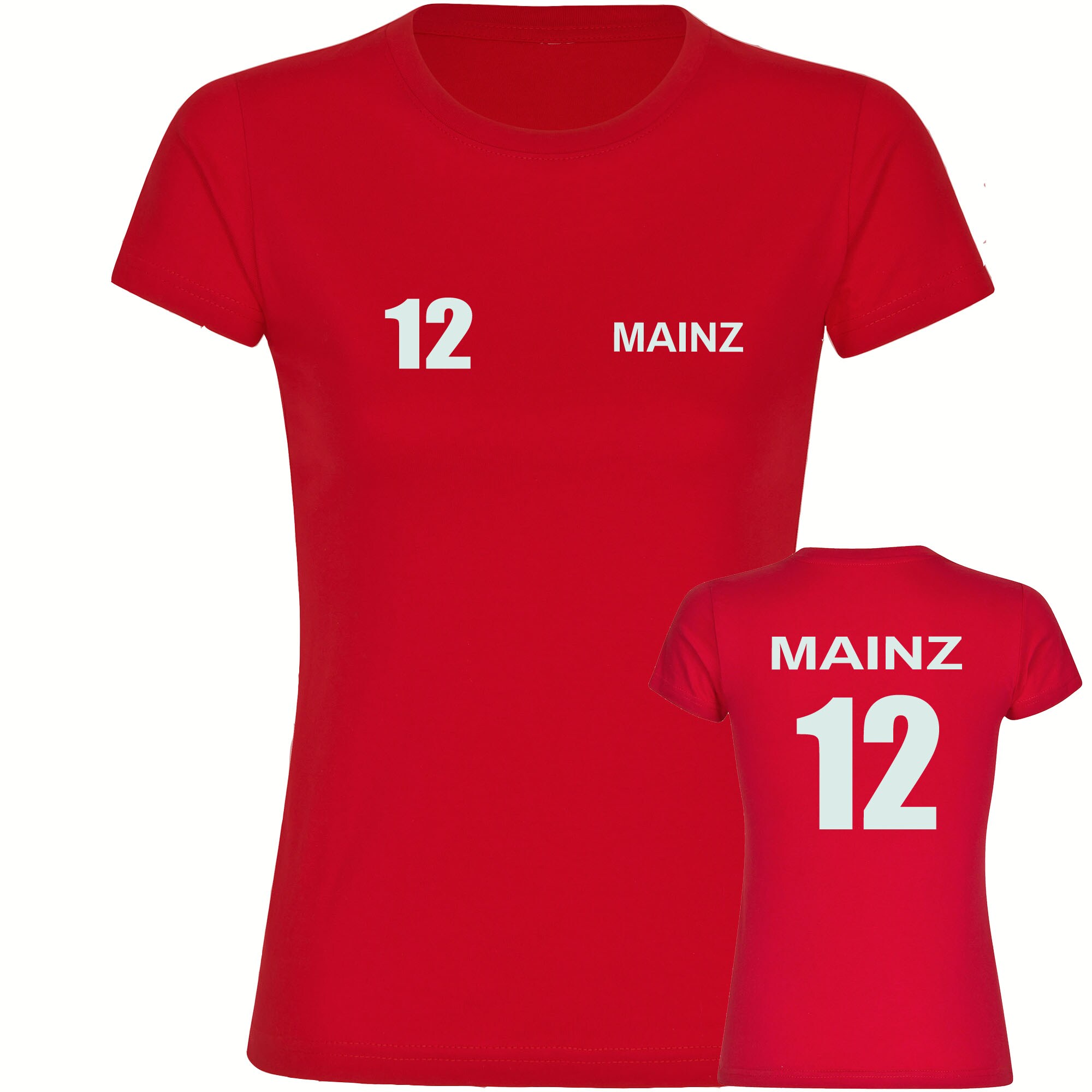 multifanshop Damen T-Shirt - Mainz - Trikot Nummer 12 - Druck wei&szlig; - Frauen - Bild 1