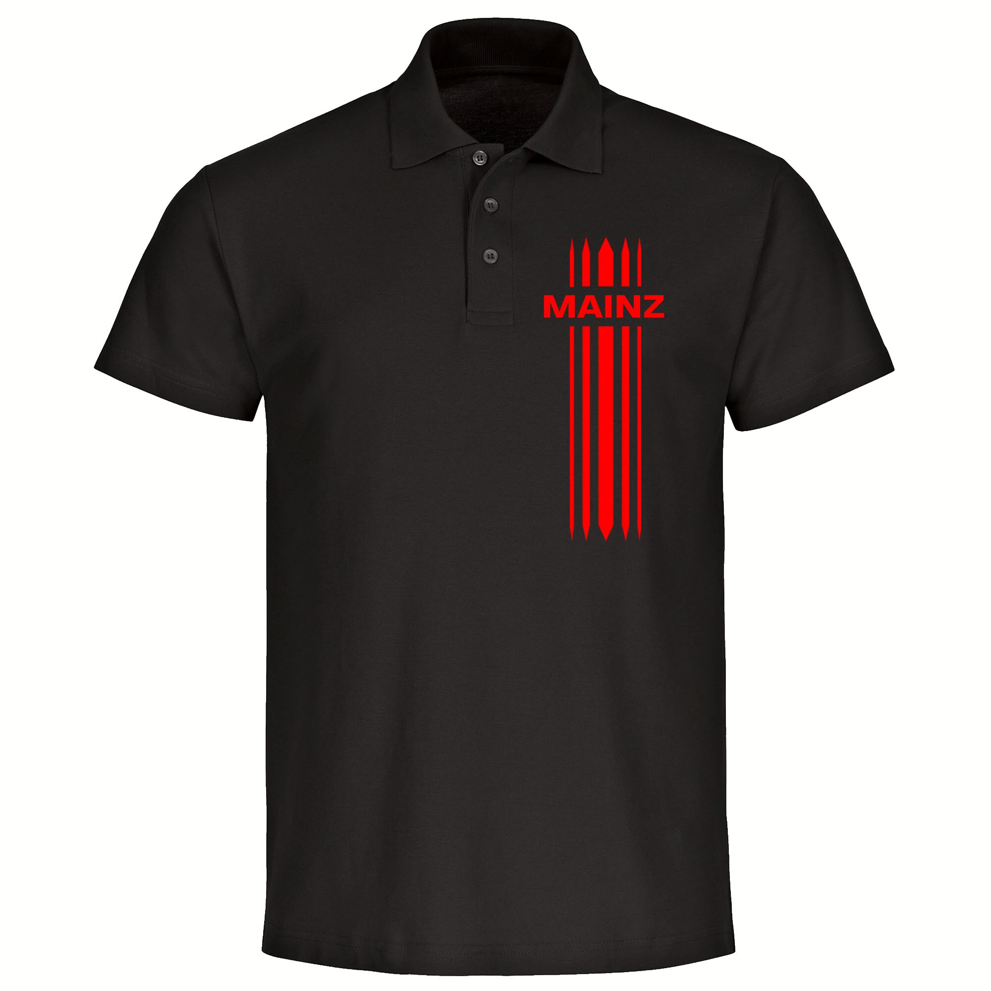 multifanshop Poloshirt - Mainz - Streifen - Druck rot - Polo - Bild 1