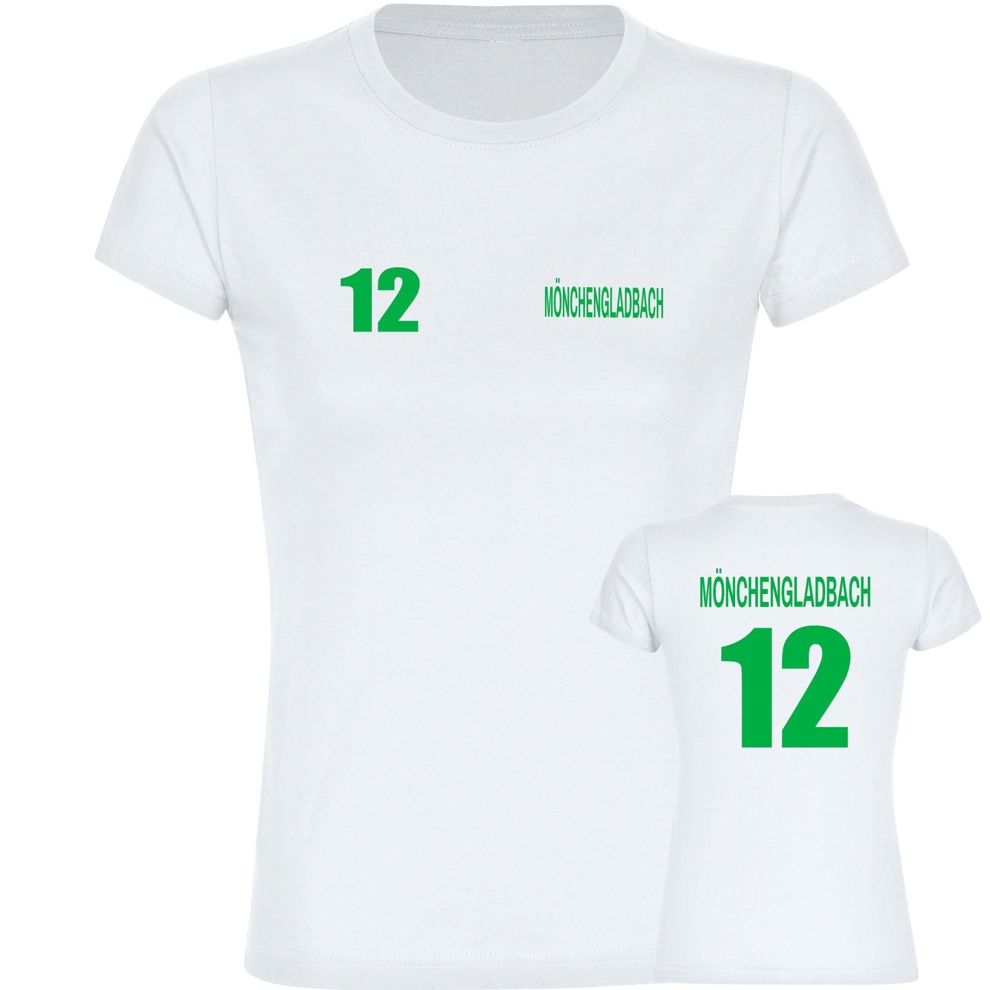 multifanshop Damen T-Shirt - M&ouml;nchengladbach - Trikot Nummer 12 - Druck gr&uuml;n - Frauen - Bild 1