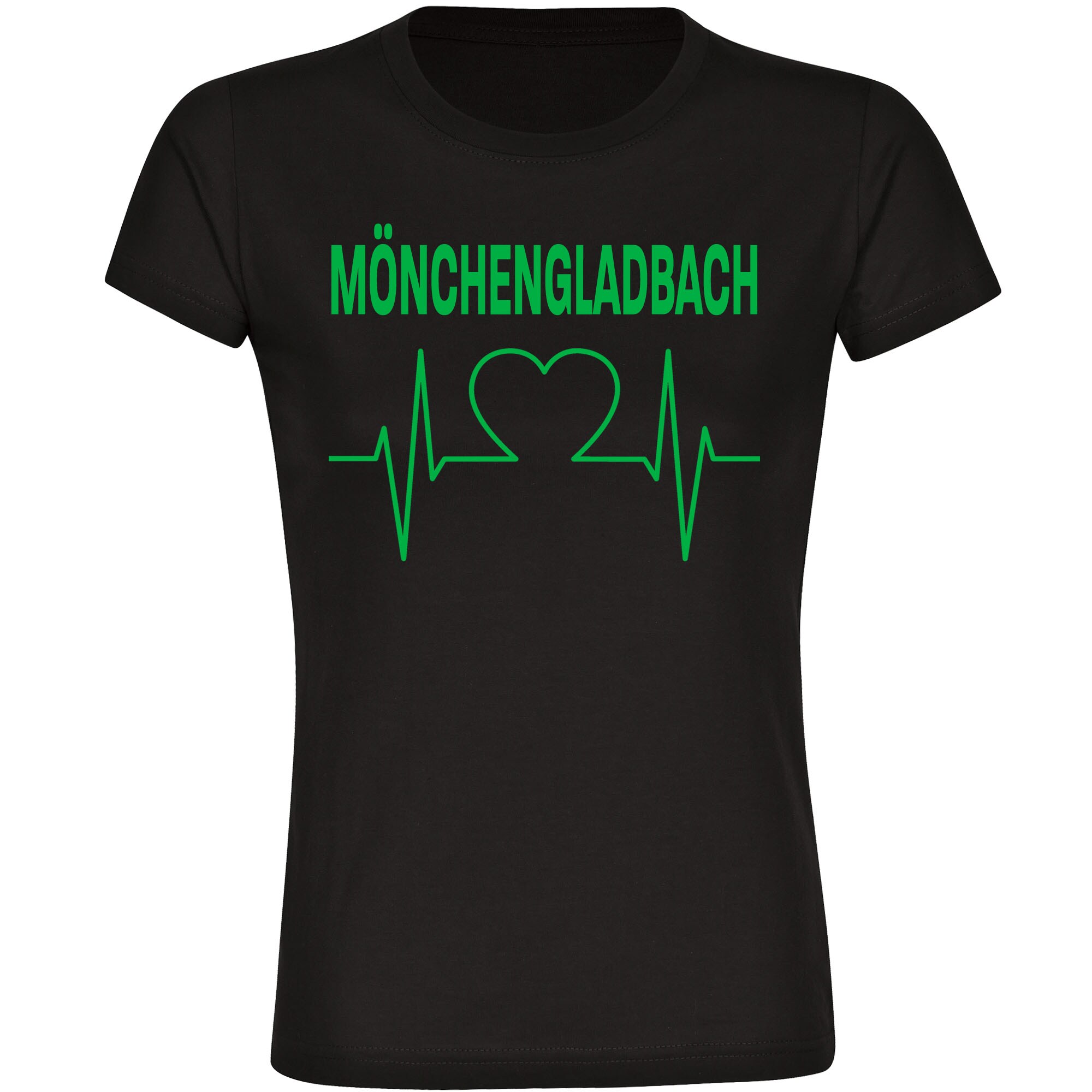 multifanshop Damen T-Shirt - M&ouml;nchengladbach - Herzschlag - Druck gr&uuml;n - Frauen - Bild 1