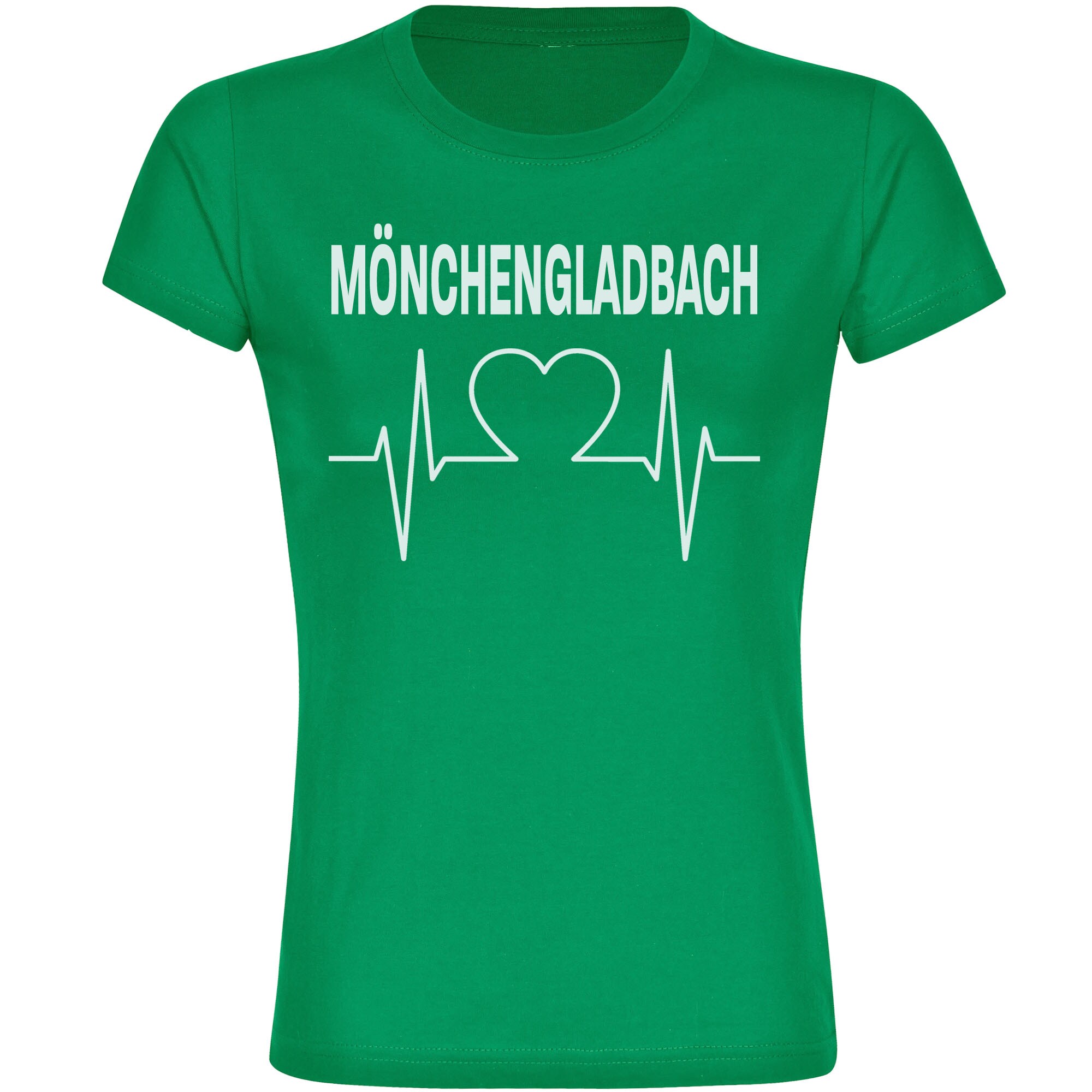 multifanshop Damen T-Shirt - M&ouml;nchengladbach - Herzschlag - Druck wei&szlig; - Frauen - Bild 1