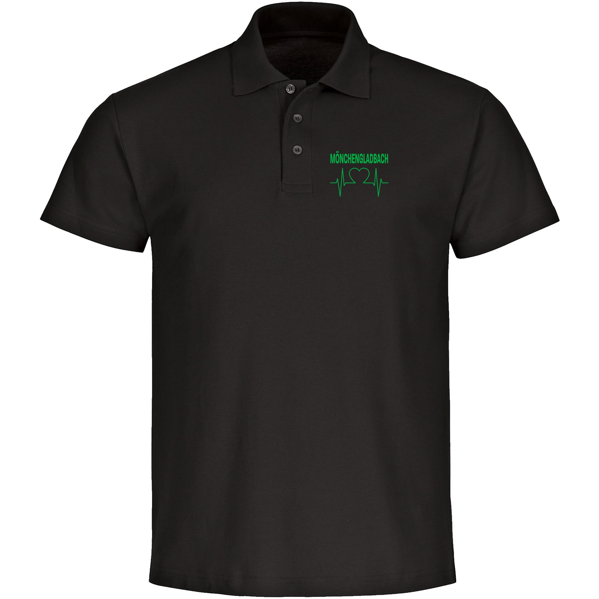 multifanshop Poloshirt - M&ouml;nchengladbach - Herzschlag - Druck gr&uuml;n - Polo - Bild 1