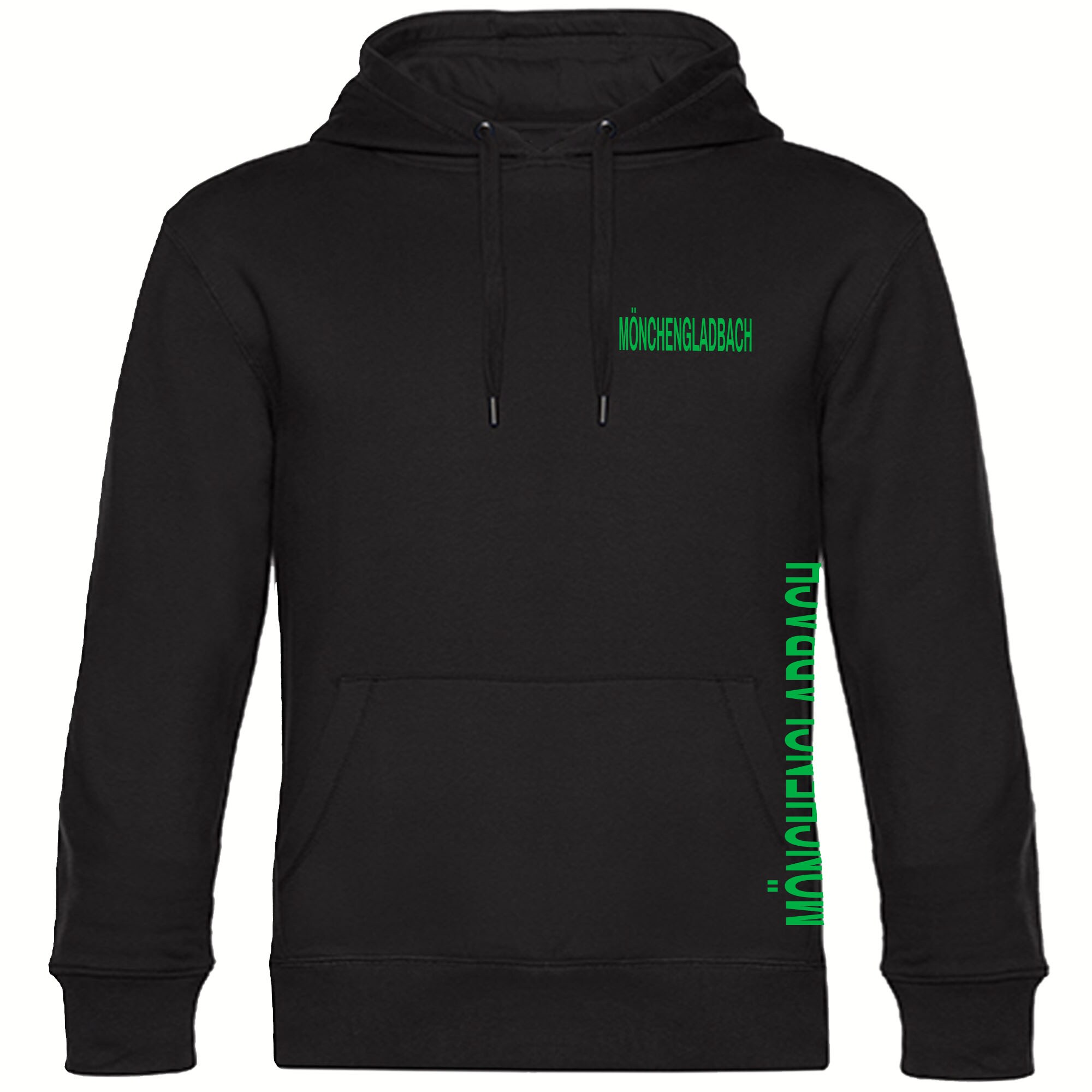 multifanshop Kapuzen Sweatshirt - M&ouml;nchengladbach - Brust & Seite - Druck gr&uuml;n - Hoodie - Bild 1