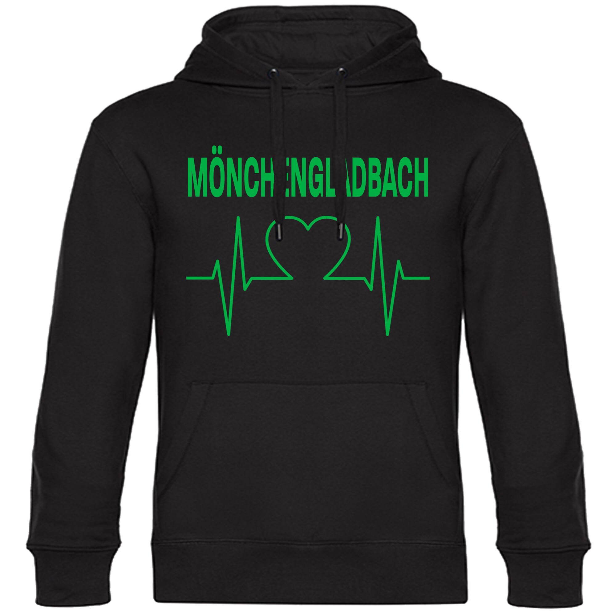 multifanshop Kapuzen Sweatshirt - M&ouml;nchengladbach - Herzschlag - Druck gr&uuml;n - Hoodie - Bild 1