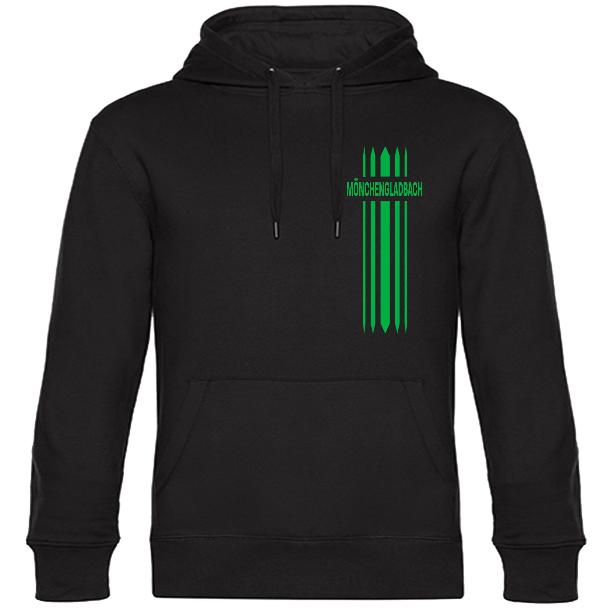 multifanshop Kapuzen Sweatshirt - M&ouml;nchengladbach - Streifen - Druck gr&uuml;n - Hoodie - Bild 1