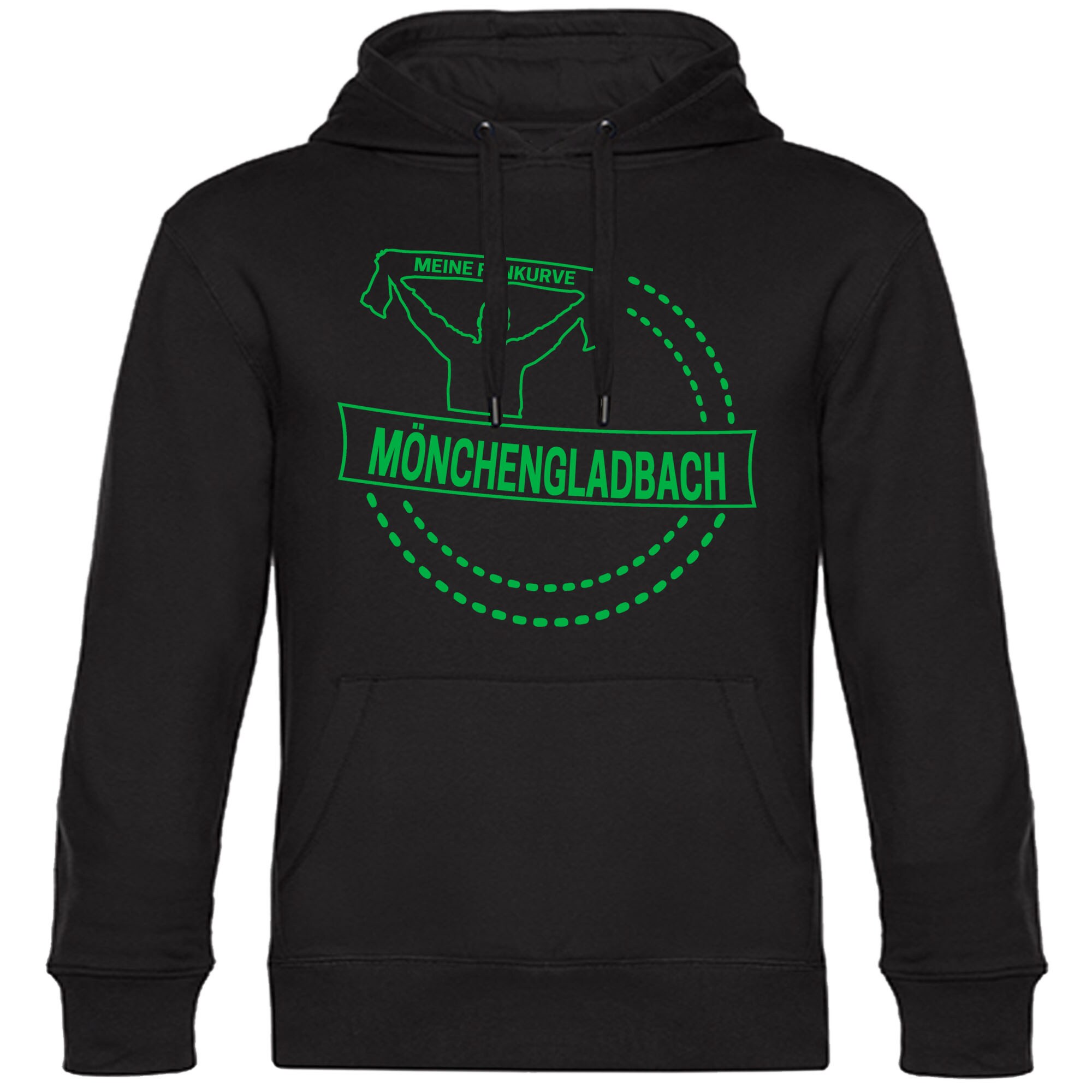 multifanshop Kapuzen Sweatshirt - M&ouml;nchengladbach - Meine Fankurve - Druck gr&uuml;n - Hoodie - Bild 1