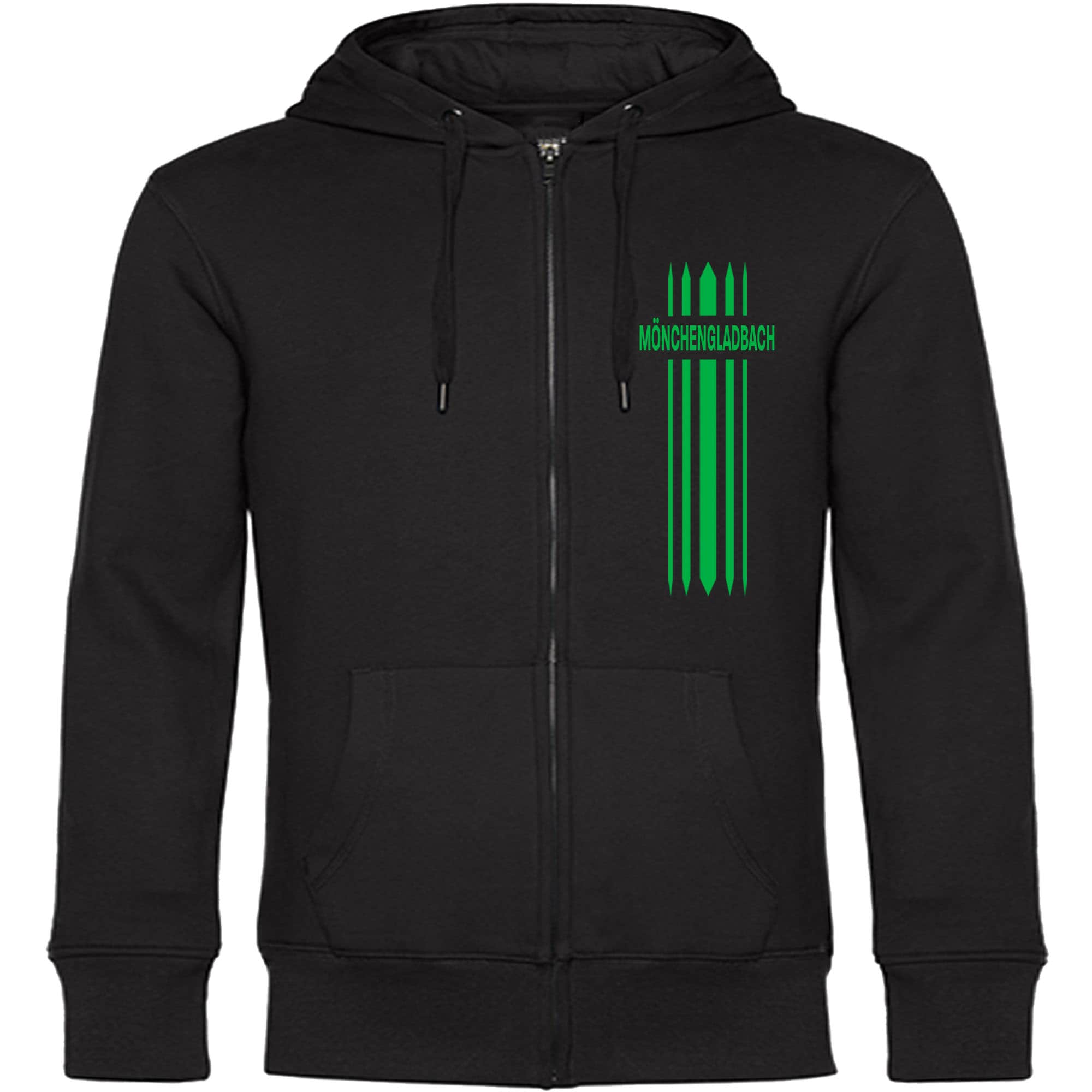 multifanshop Kapuzen Sweatshirt Jacke - M&ouml;nchengladbach - Streifen - Druck gr&uuml;n - Jacke - Bild 1