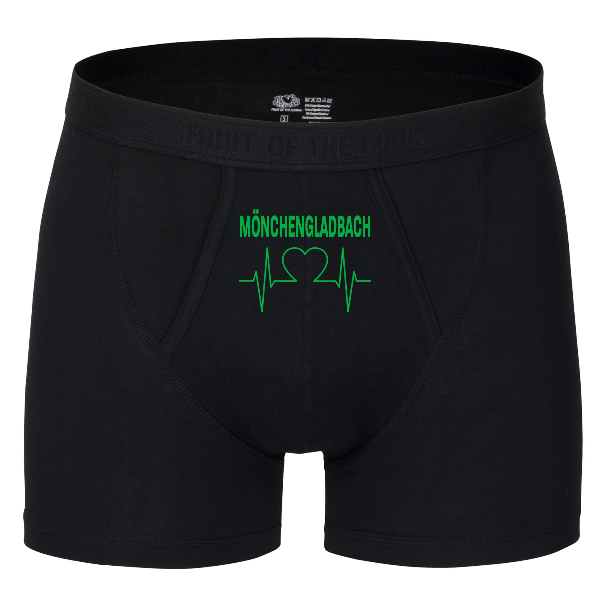 multifanshop Herren Boxer Short - M&ouml;nchengladbach - Herzschlag - Druck gr&uuml;n - Unterw&auml;sche - Bild 1