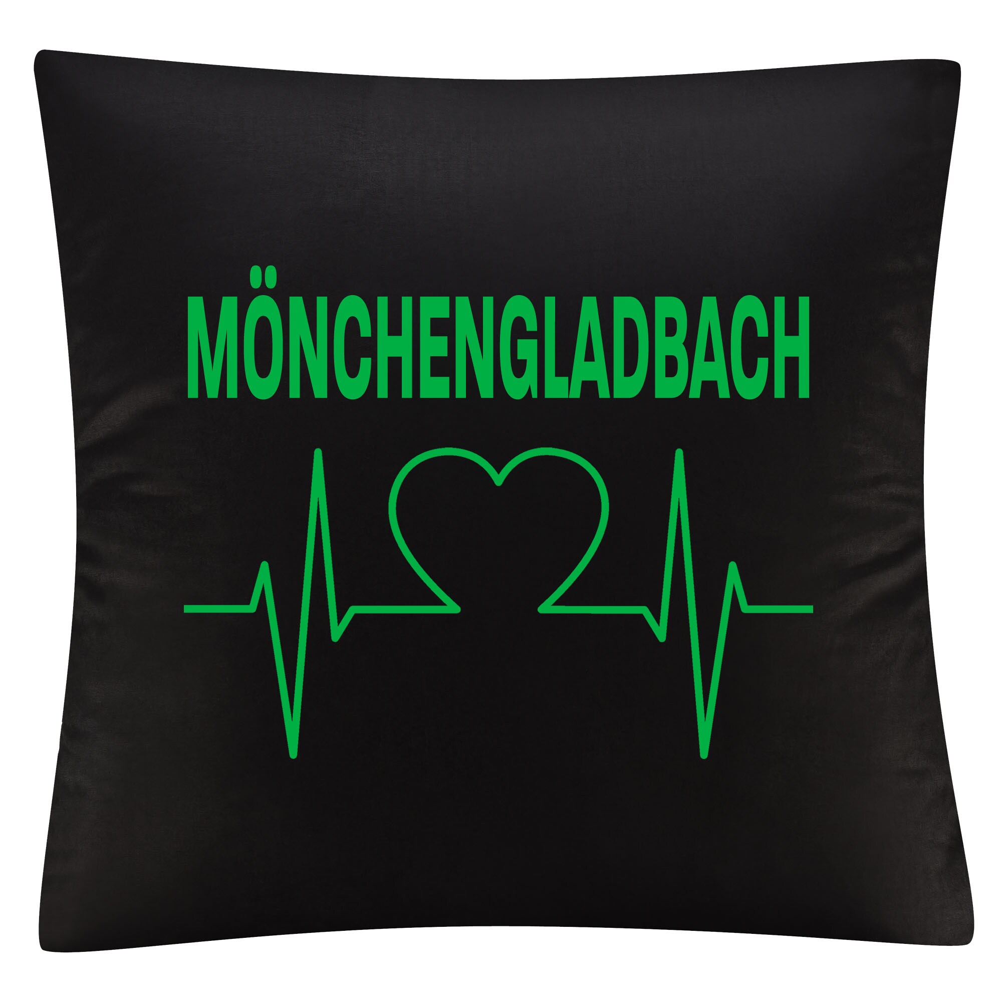 multifanshop Kissenbezug - M&ouml;nchengladbach - Herzschlag - Druck gr&uuml;n - Kissen - Bild 1