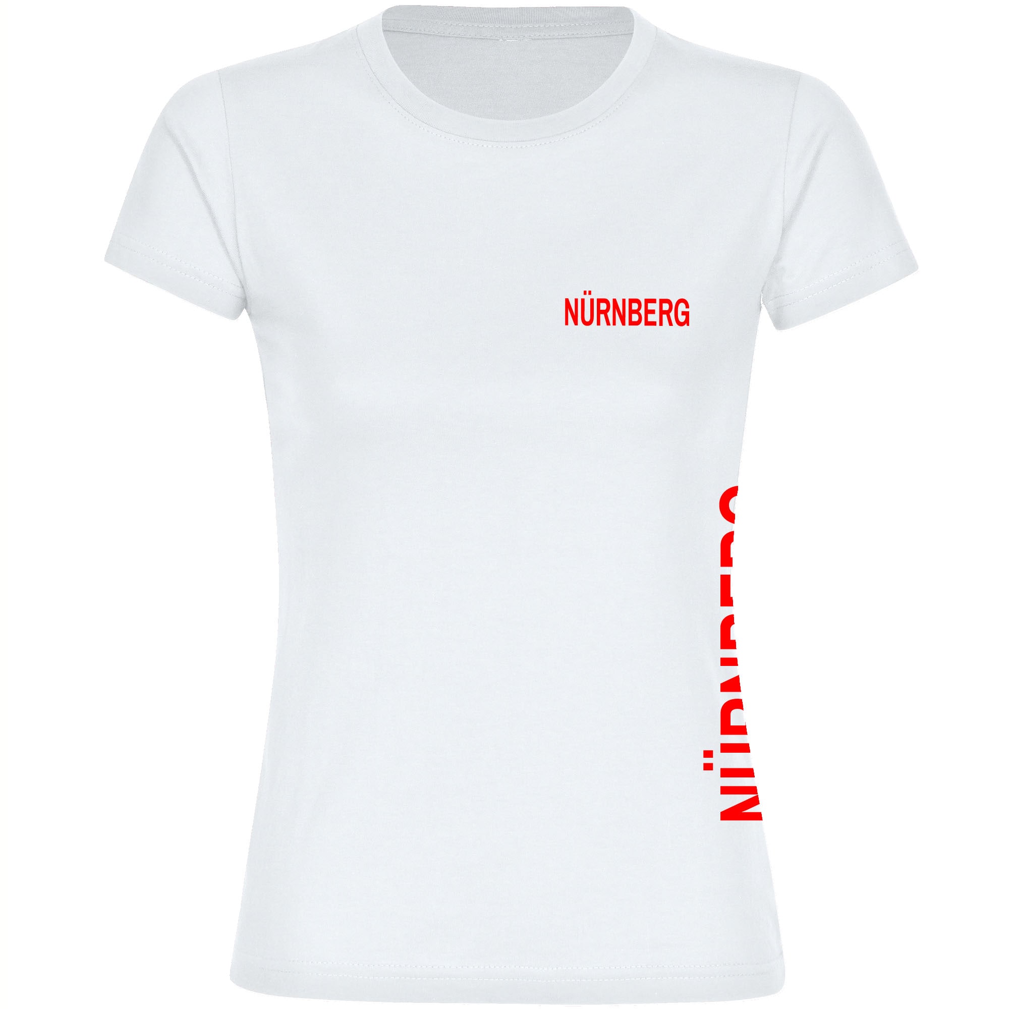 multifanshop Damen T-Shirt - N&uuml;rnberg - Brust & Seite - Druck rot - Frauen - Bild 1