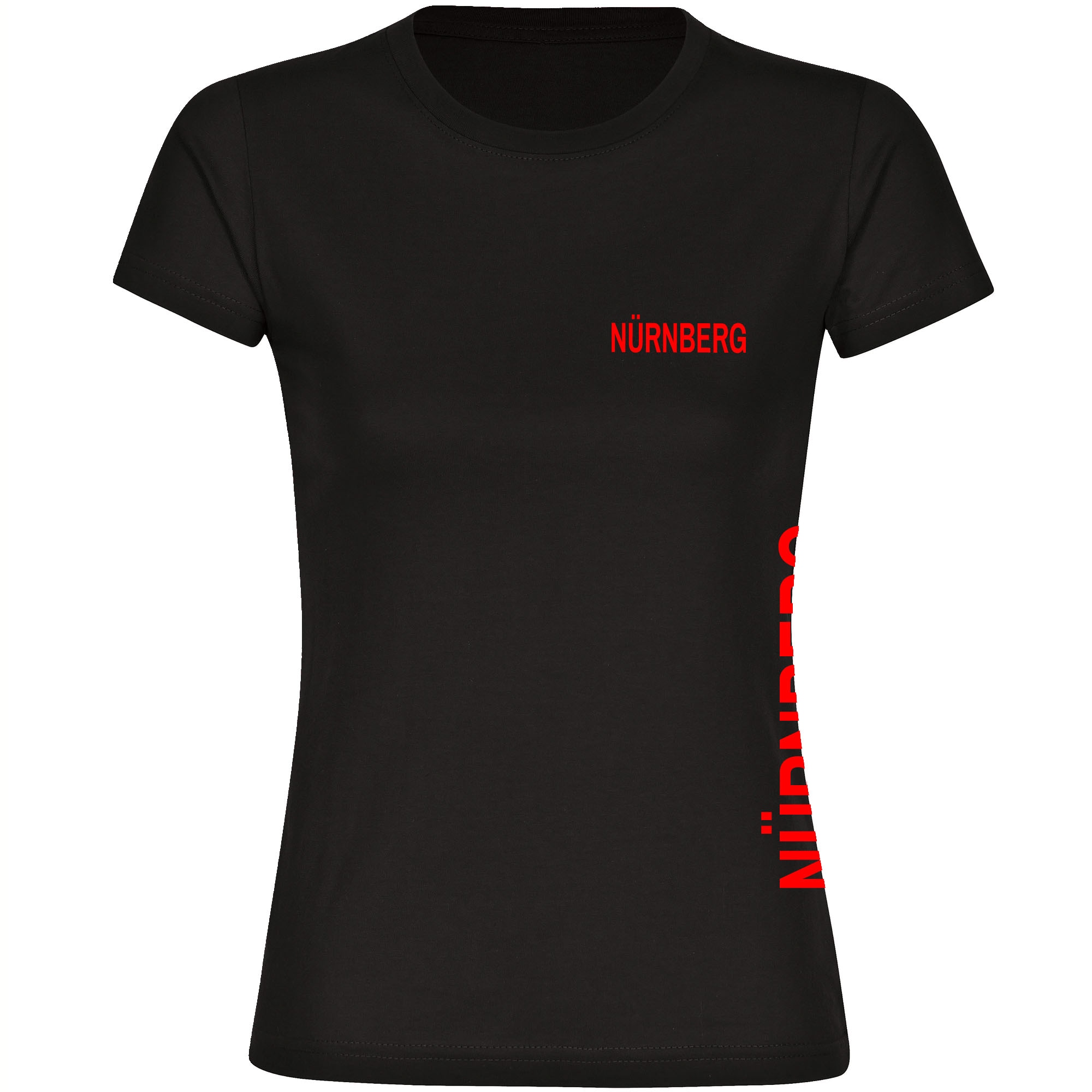 multifanshop Damen T-Shirt - N&uuml;rnberg - Brust & Seite - Druck rot - Frauen - Bild 1