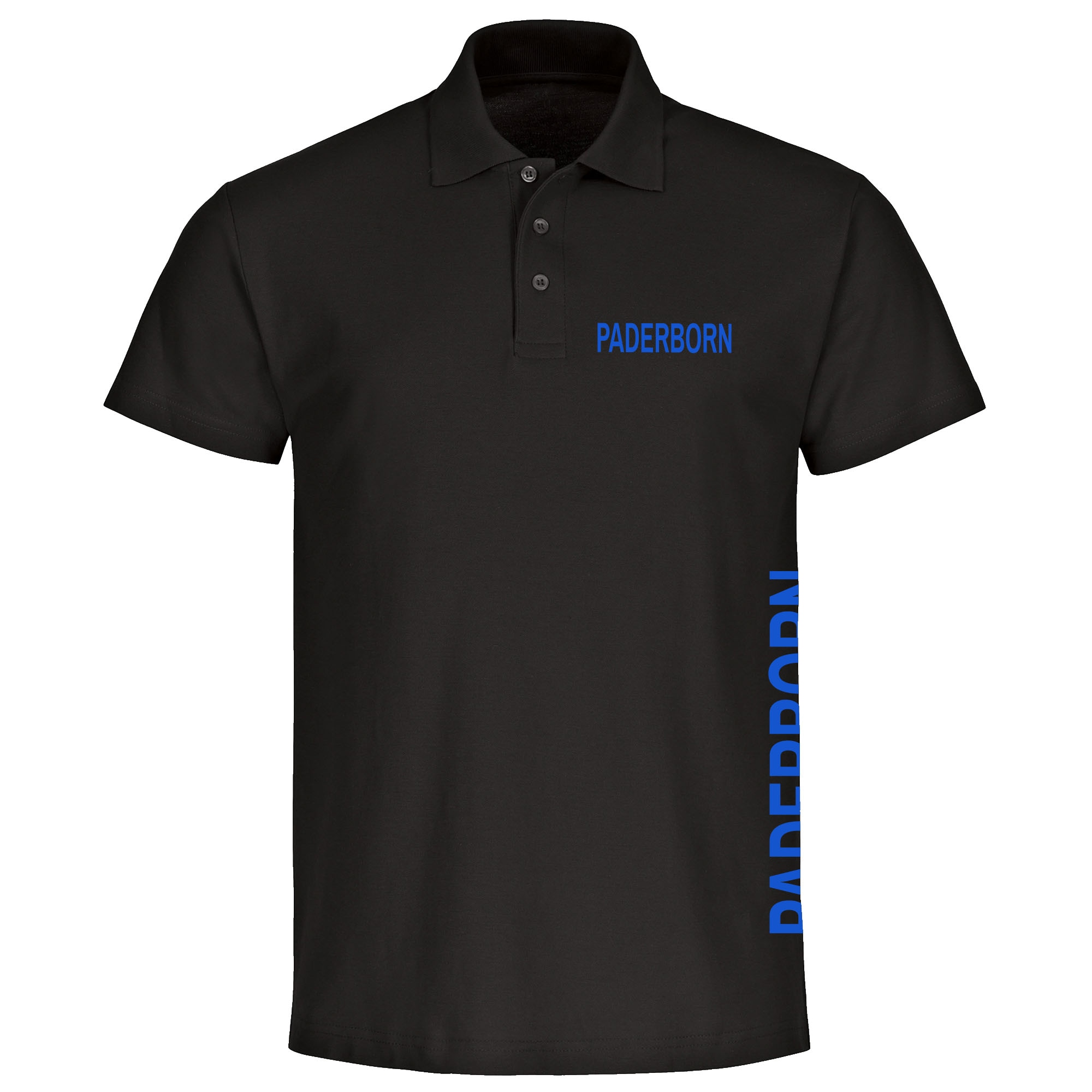 multifanshop Poloshirt - Paderborn - Brust & Seite - Druck blau - Polo - Bild 1