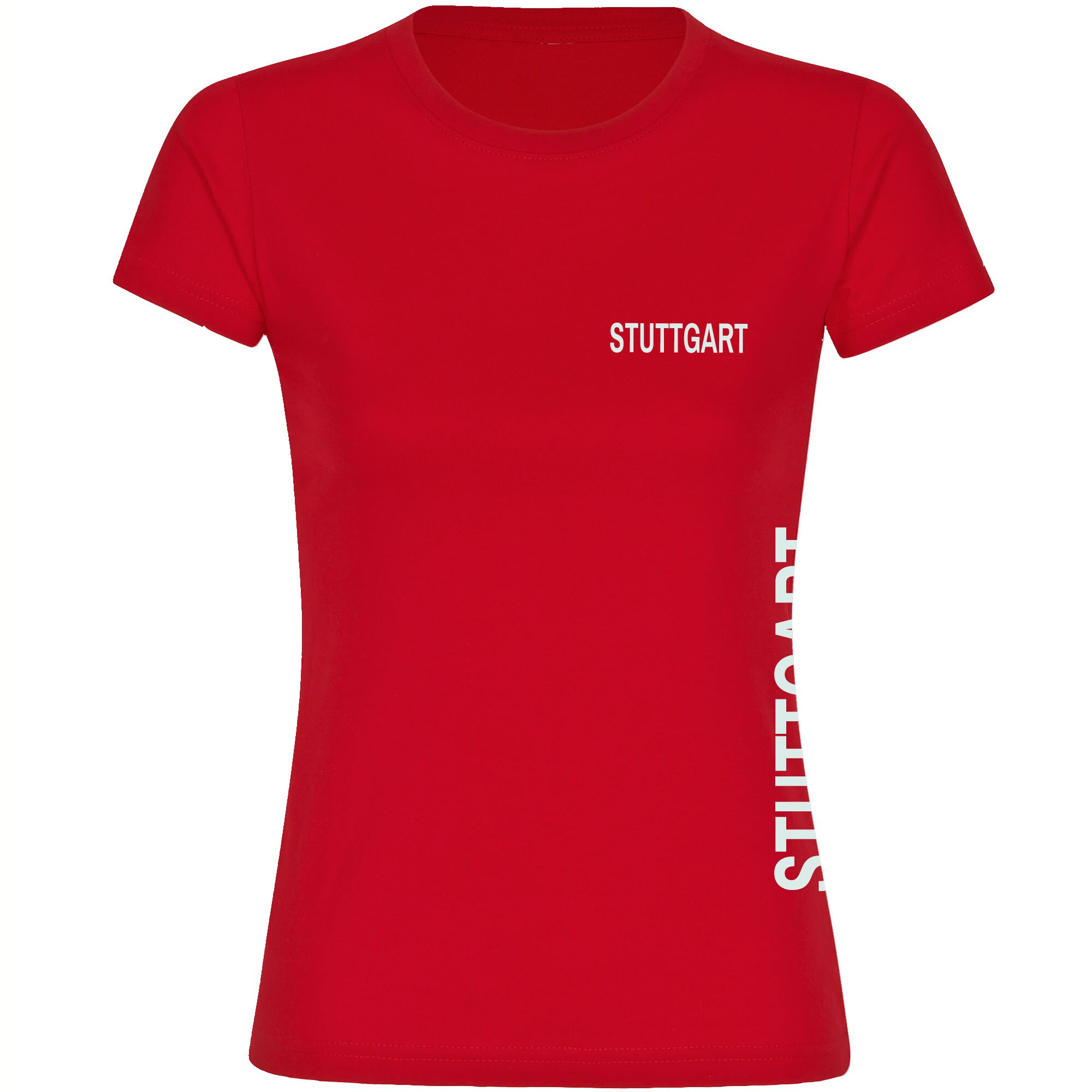 multifanshop Damen T-Shirt - Stuttgart - Brust & Seite - Druck wei&szlig; - Frauen - Bild 1