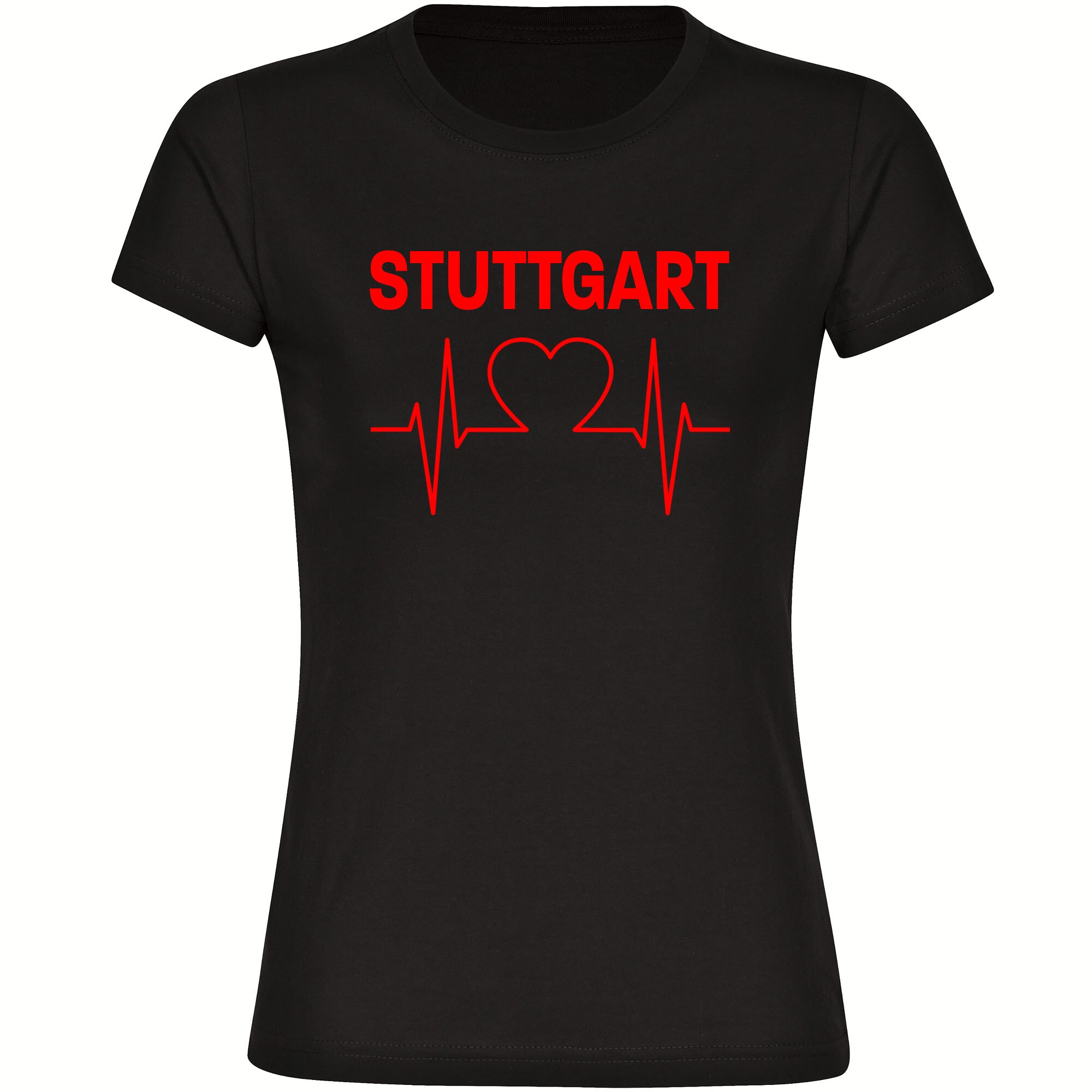 multifanshop Damen T-Shirt - Stuttgart - Herzschlag - Druck rot - Frauen - Bild 1