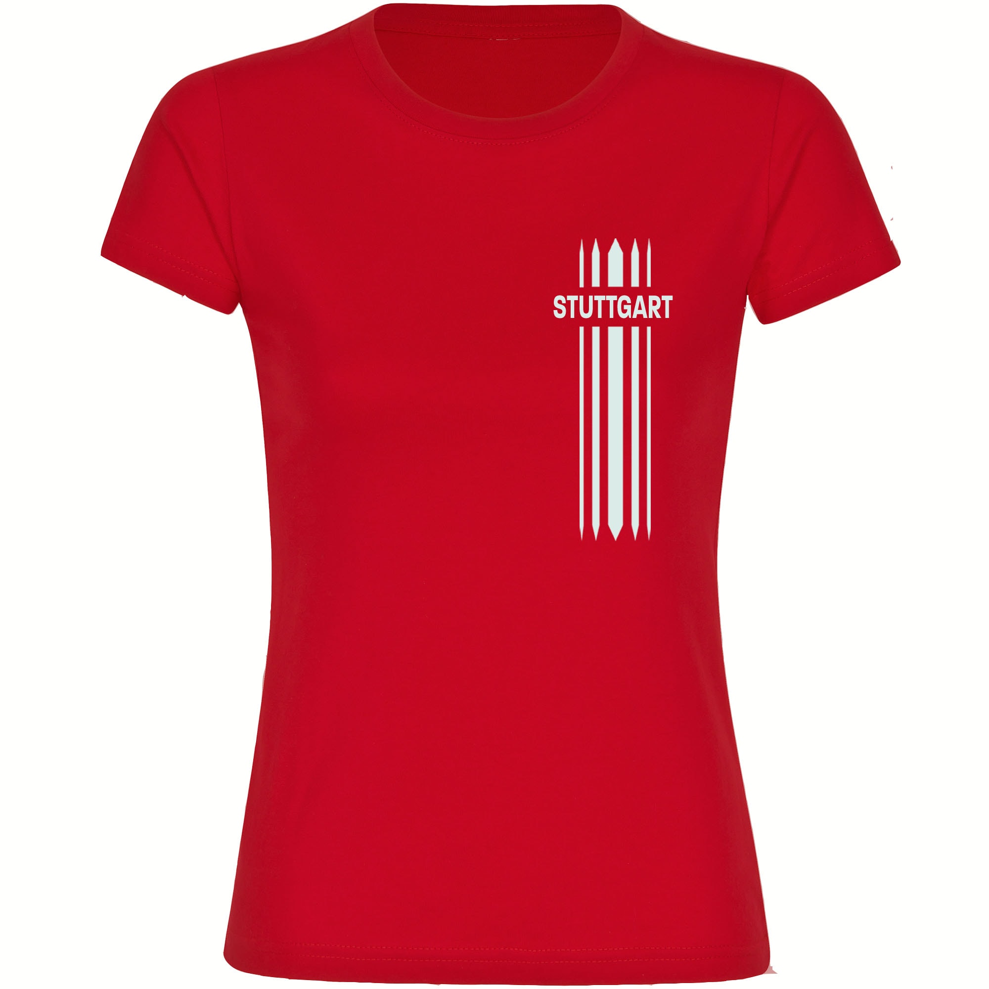 multifanshop Damen T-Shirt - Stuttgart - Streifen - Druck wei&szlig; - Frauen - Bild 1