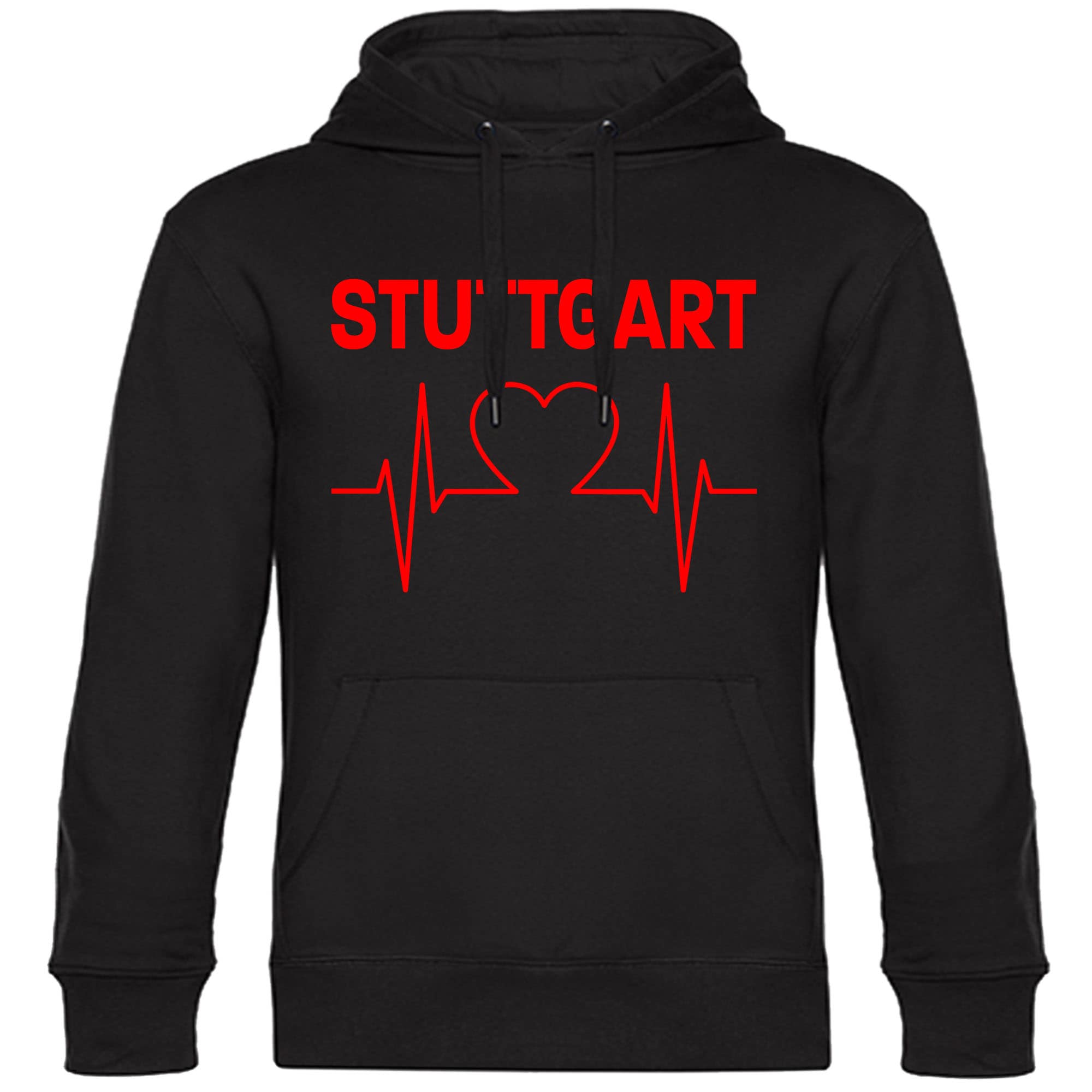 multifanshop Kapuzen Sweatshirt - Stuttgart - Herzschlag - Druck rot - Hoodie - Bild 1