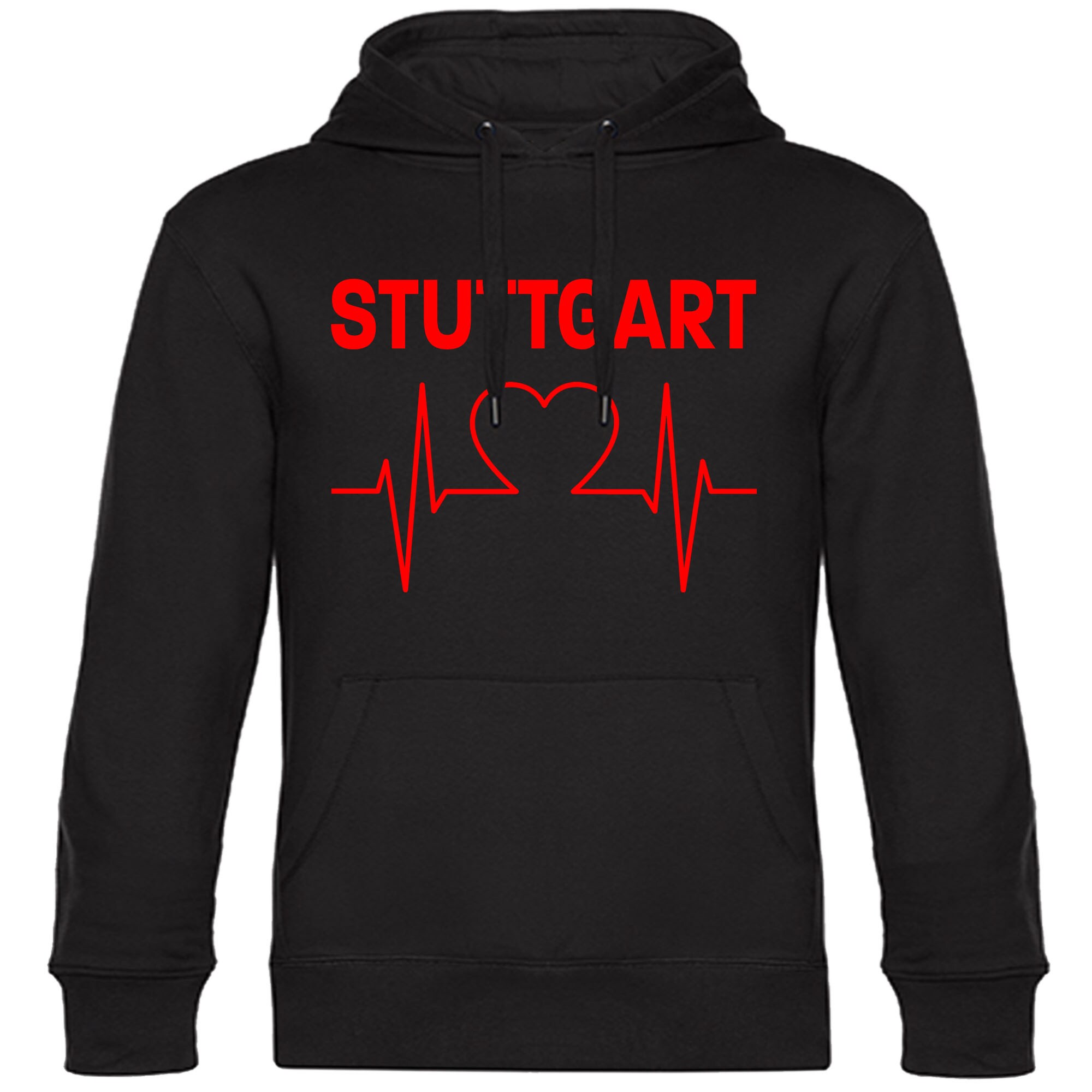 multifanshop Kapuzen Sweatshirt - Stuttgart - Herzschlag - Druck rot - Hoodie - Bild 1