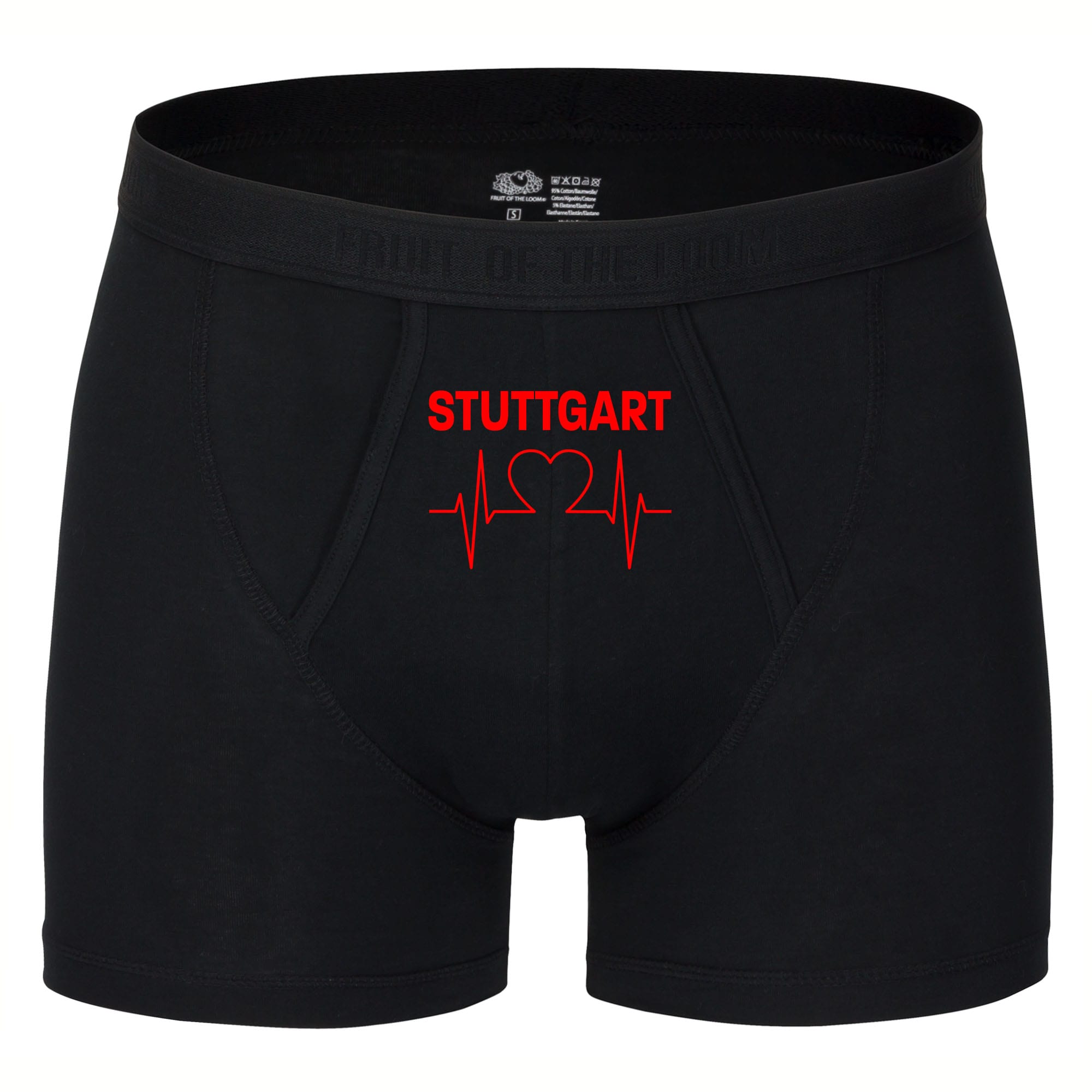 multifanshop Herren Boxer Short - Stuttgart - Herzschlag - Druck rot - Unterw&auml;sche - Bild 1