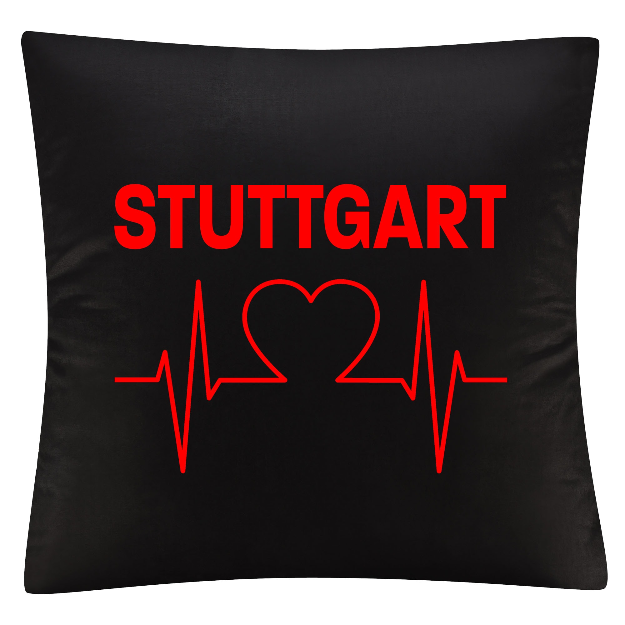 multifanshop Kissenbezug - Stuttgart - Herzschlag - Druck rot - Kissen - Bild 1