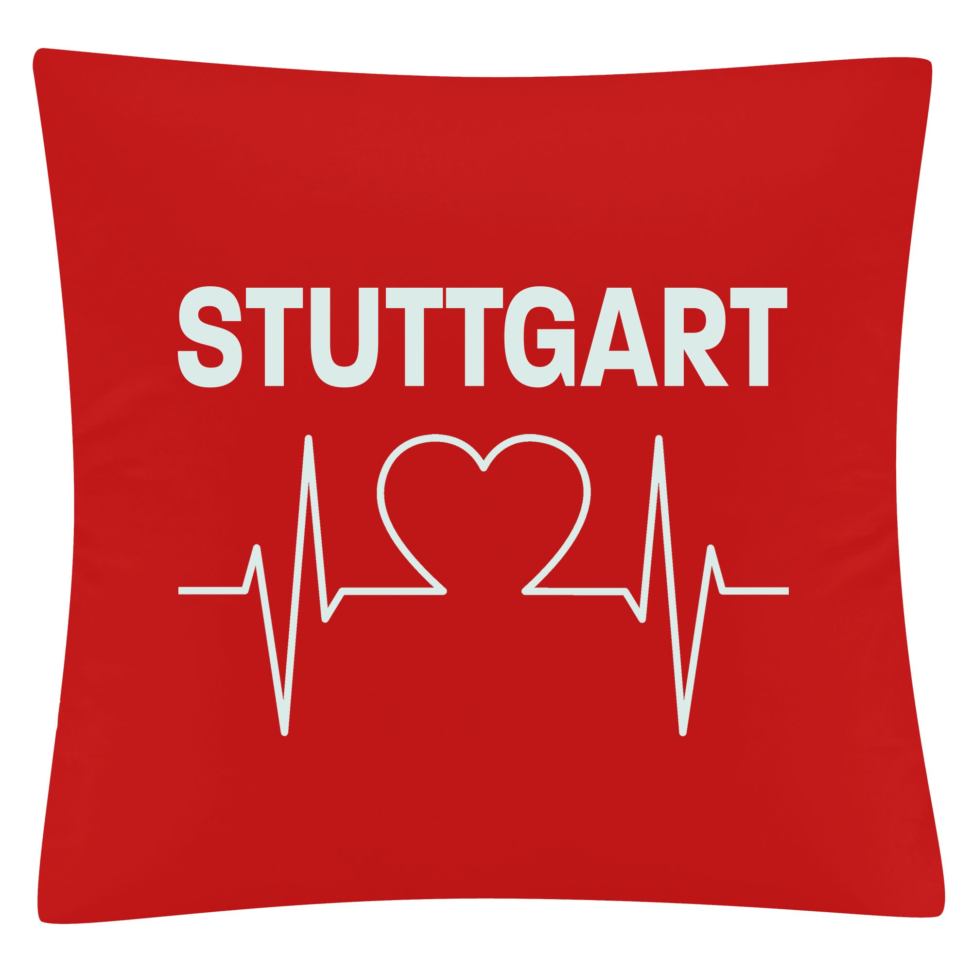 multifanshop Kissenbezug - Stuttgart - Herzschlag - Druck wei&szlig; - Kissen - Bild 1