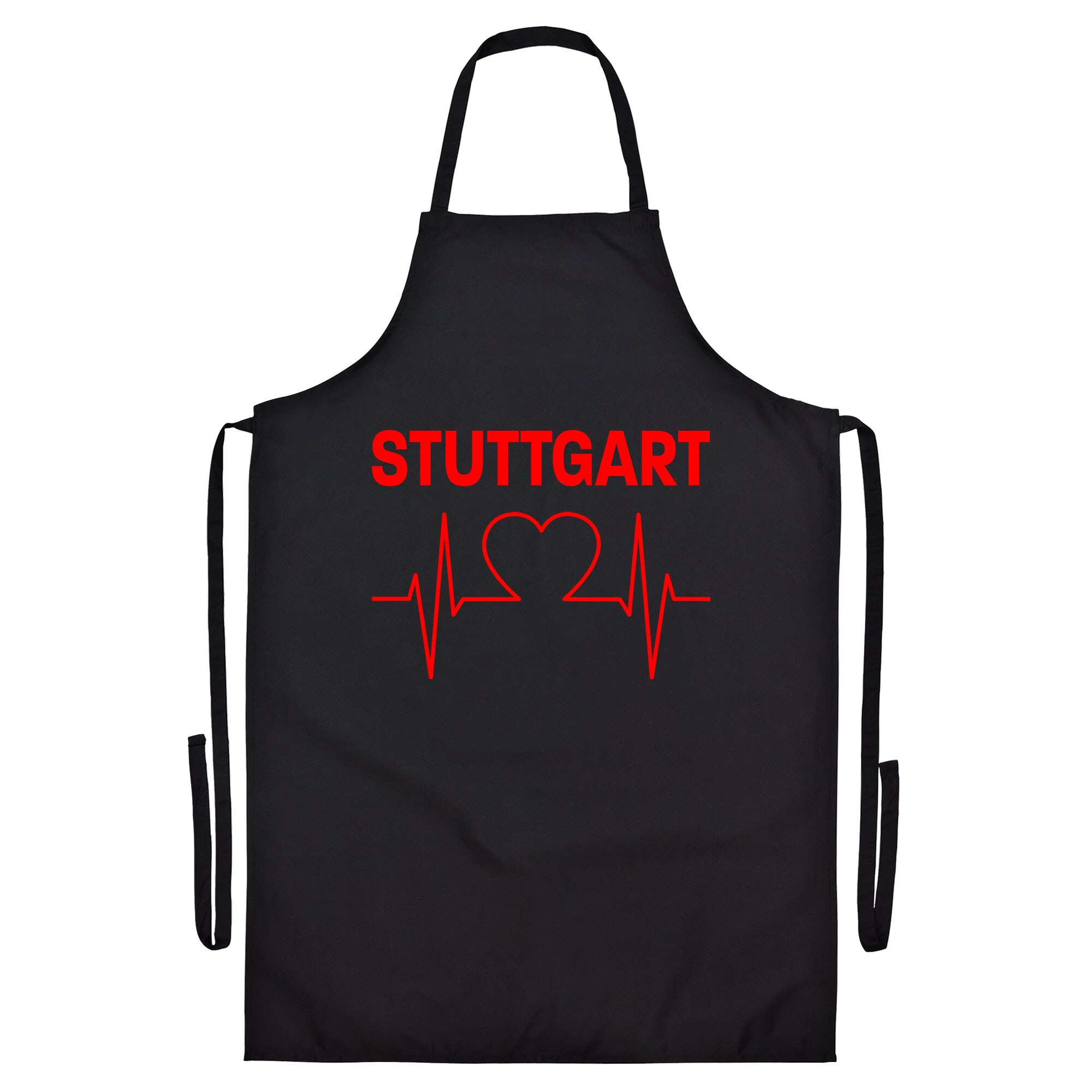 multifanshop Grillsch&uuml;rze - Stuttgart - Herzschlag - Druck rot - Sch&uuml;rze - Bild 1