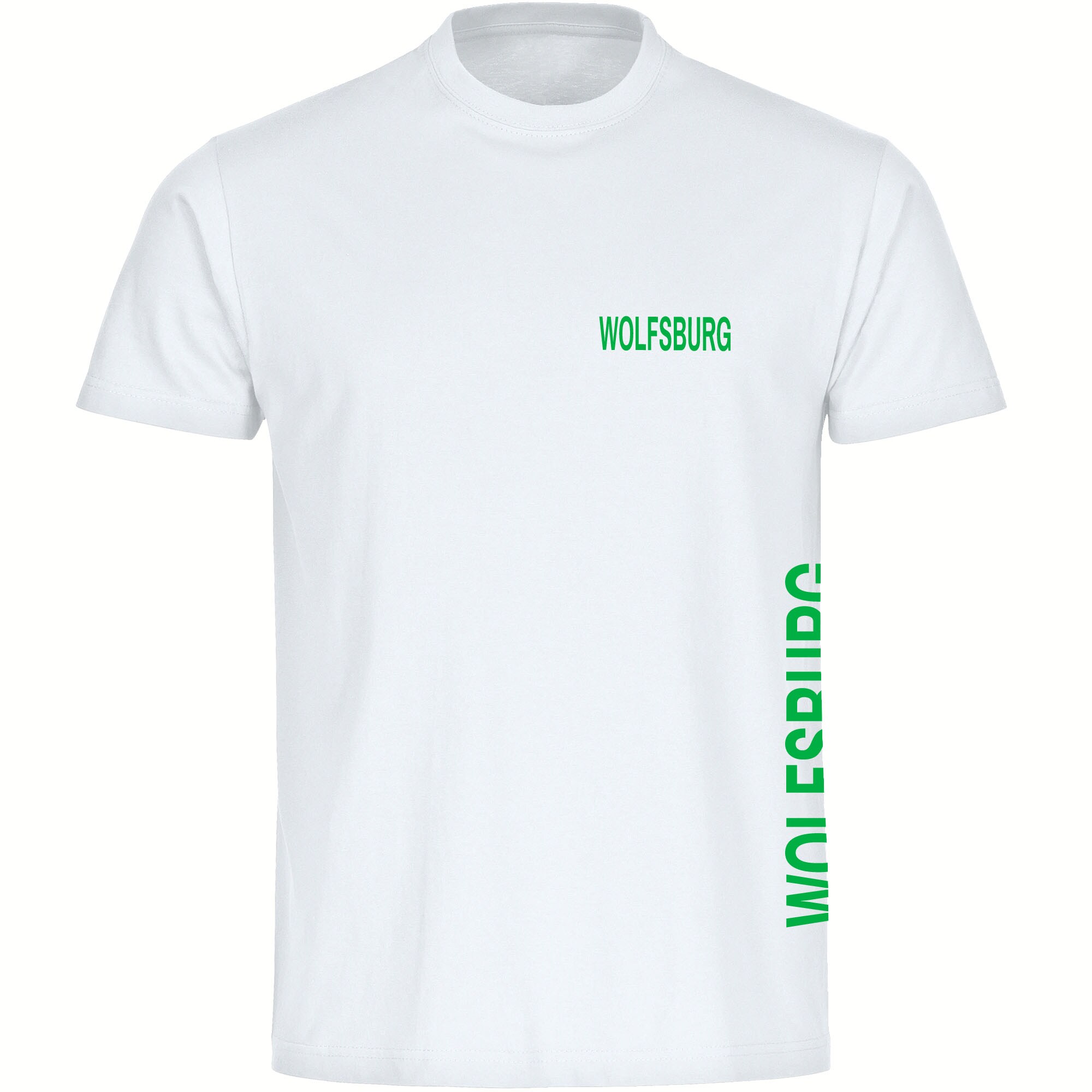 multifanshop Herren T-Shirt - Wolfsburg - Brust & Seite - Druck gr&uuml;n - M&auml;nner - Bild 1